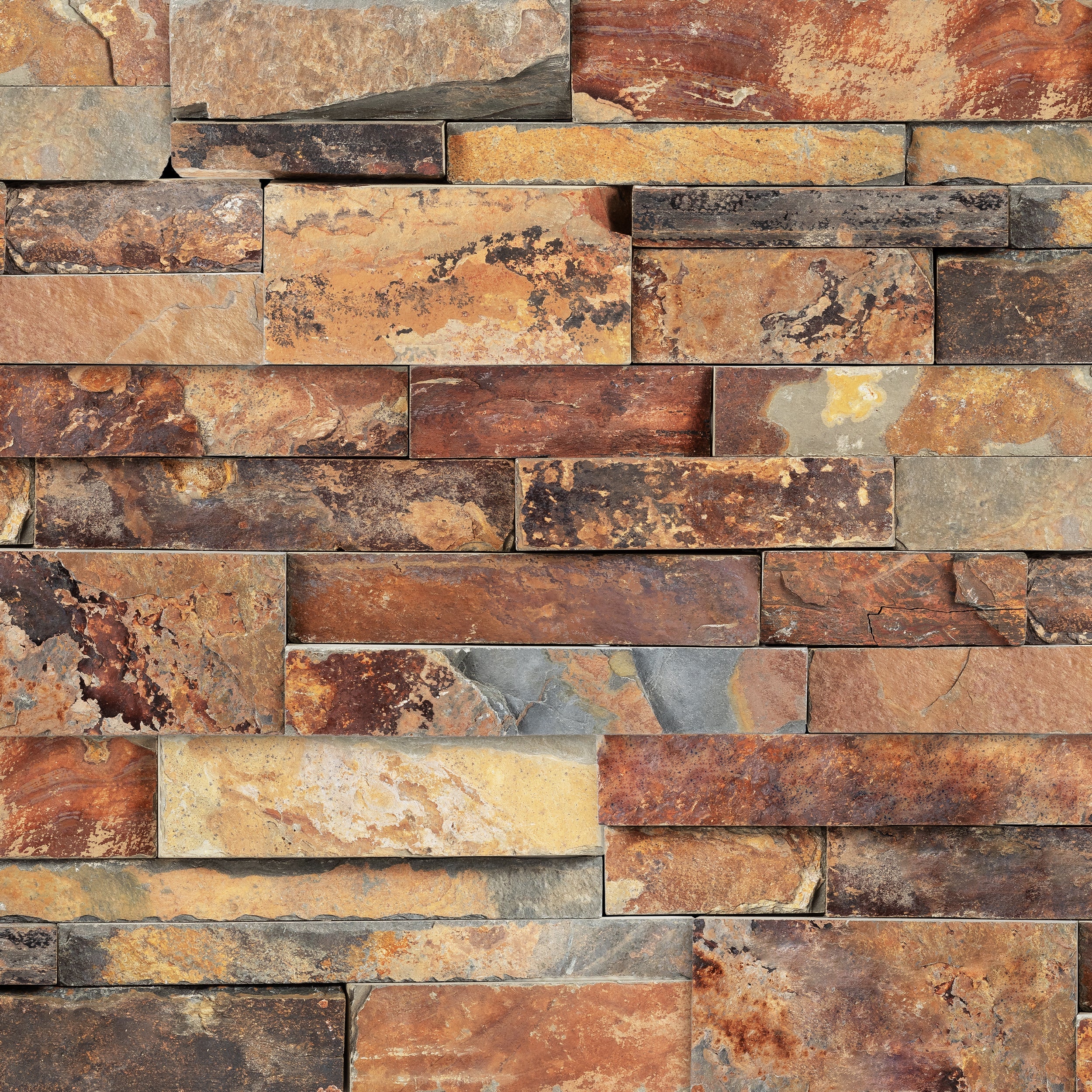 SUNSET MULTICOLOR: Slate Ledger Stone Flat Wall Panel (6"x24"x3/4"-1 1/2" | Rockface)