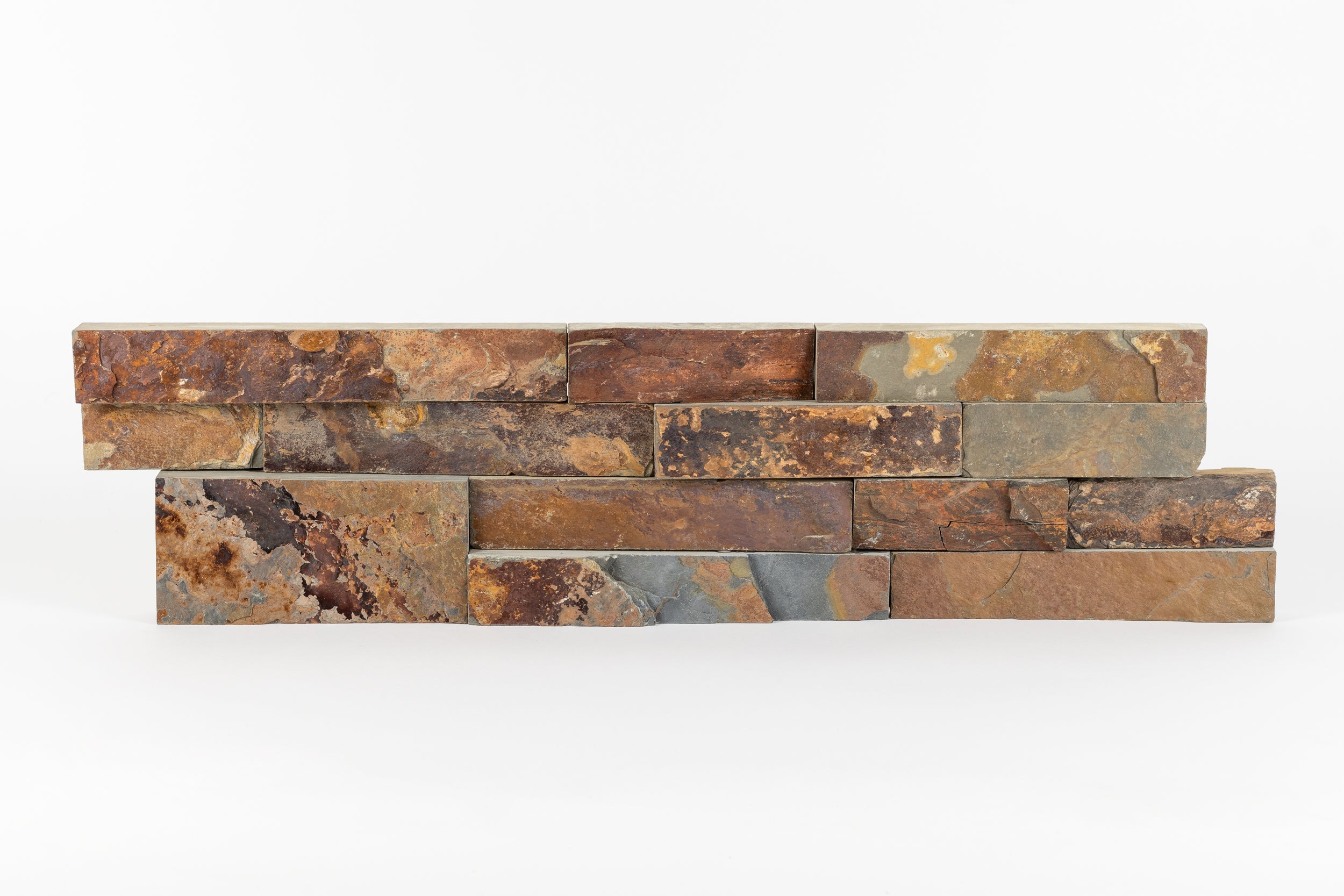 SUNSET MULTICOLOR: Slate Ledger Stone Flat Wall Panel (6"x24"x3/4"-1 1/2" | Rockface)