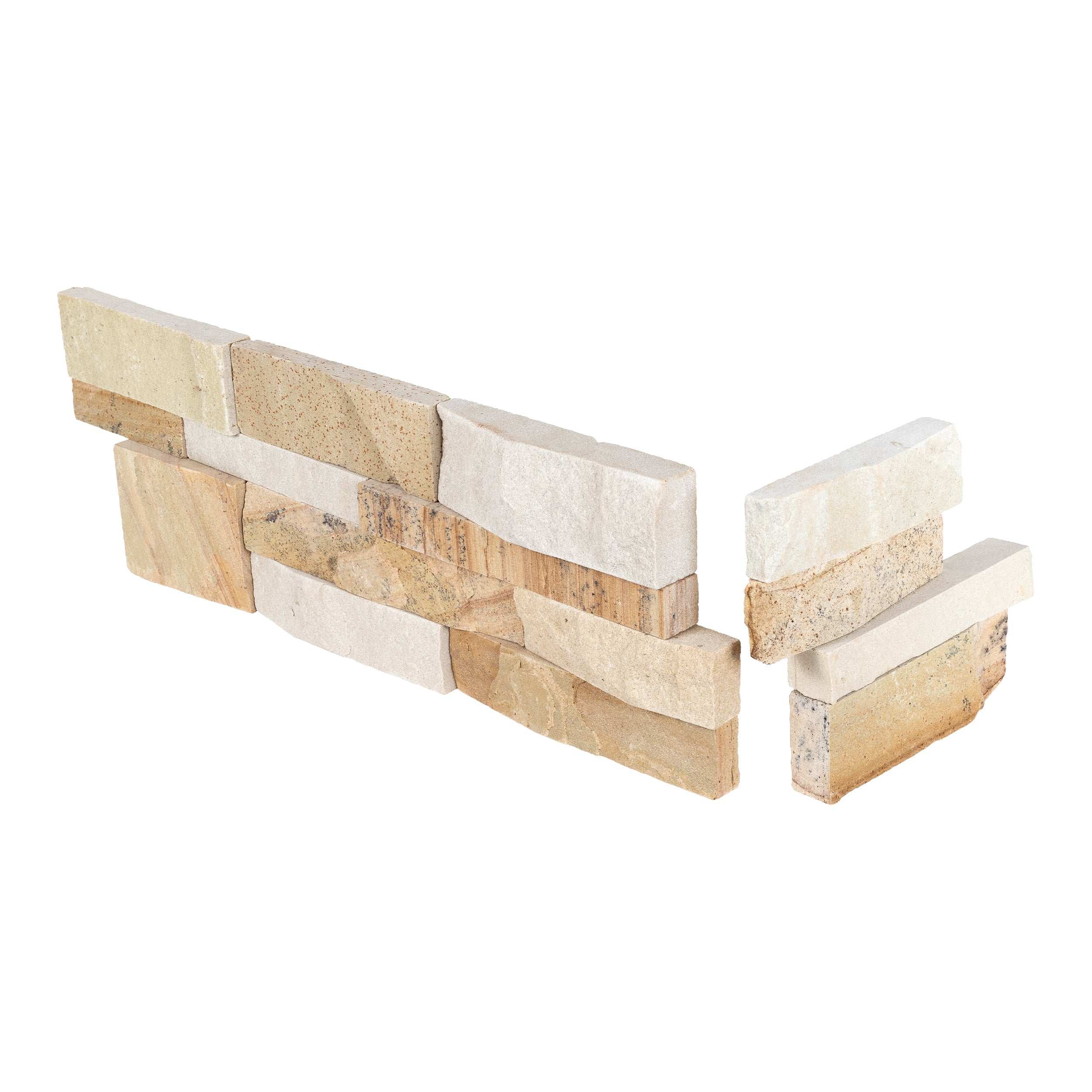 NEW HONEY WHEAT: Sandstone Ledger Stone Smart Corner Wall Panel (6"x6", 6"x18" | Rockface)