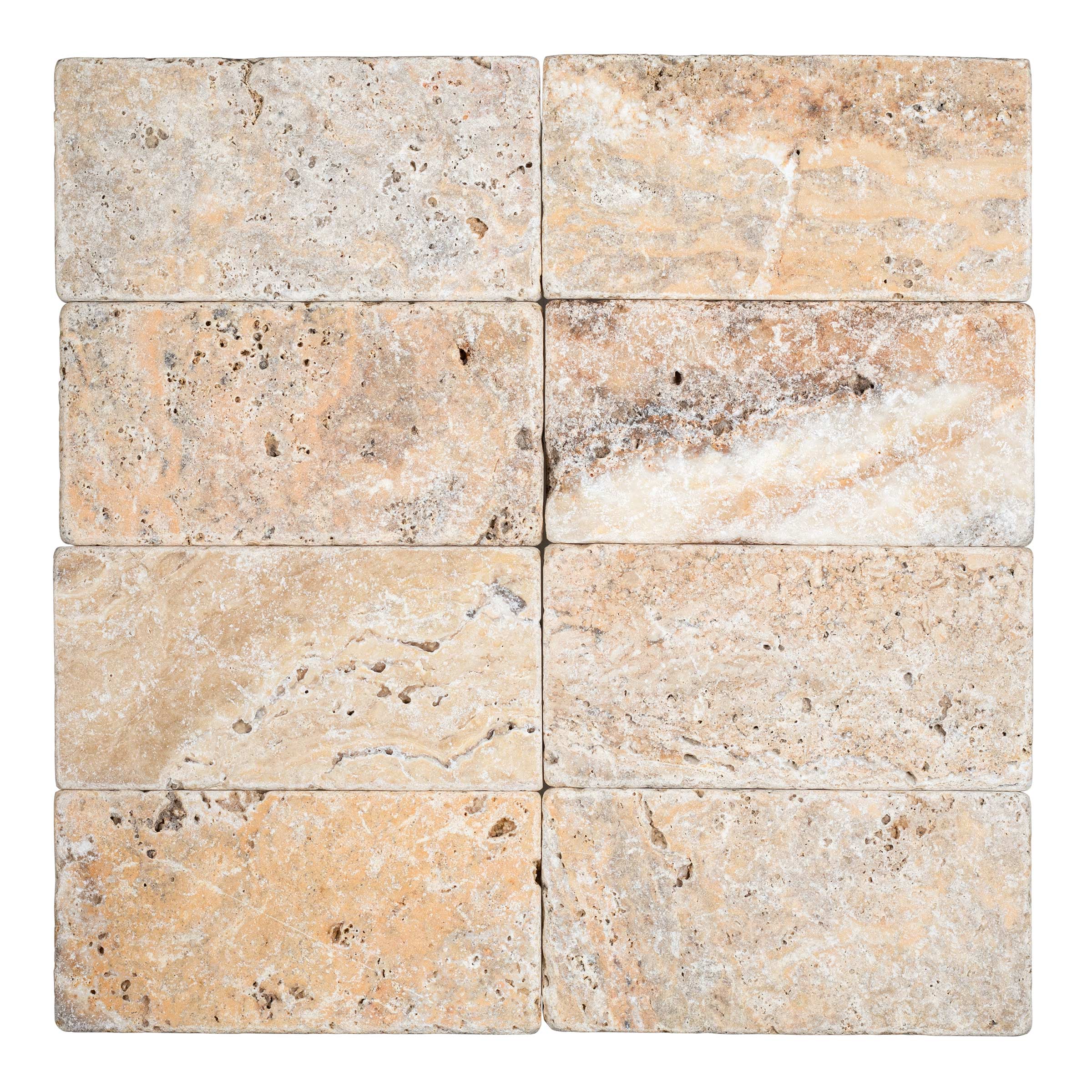 AUTUMN LEAVES: Travertine Rectangle Field Tile (3"x6"x3/8" | Tumbled)