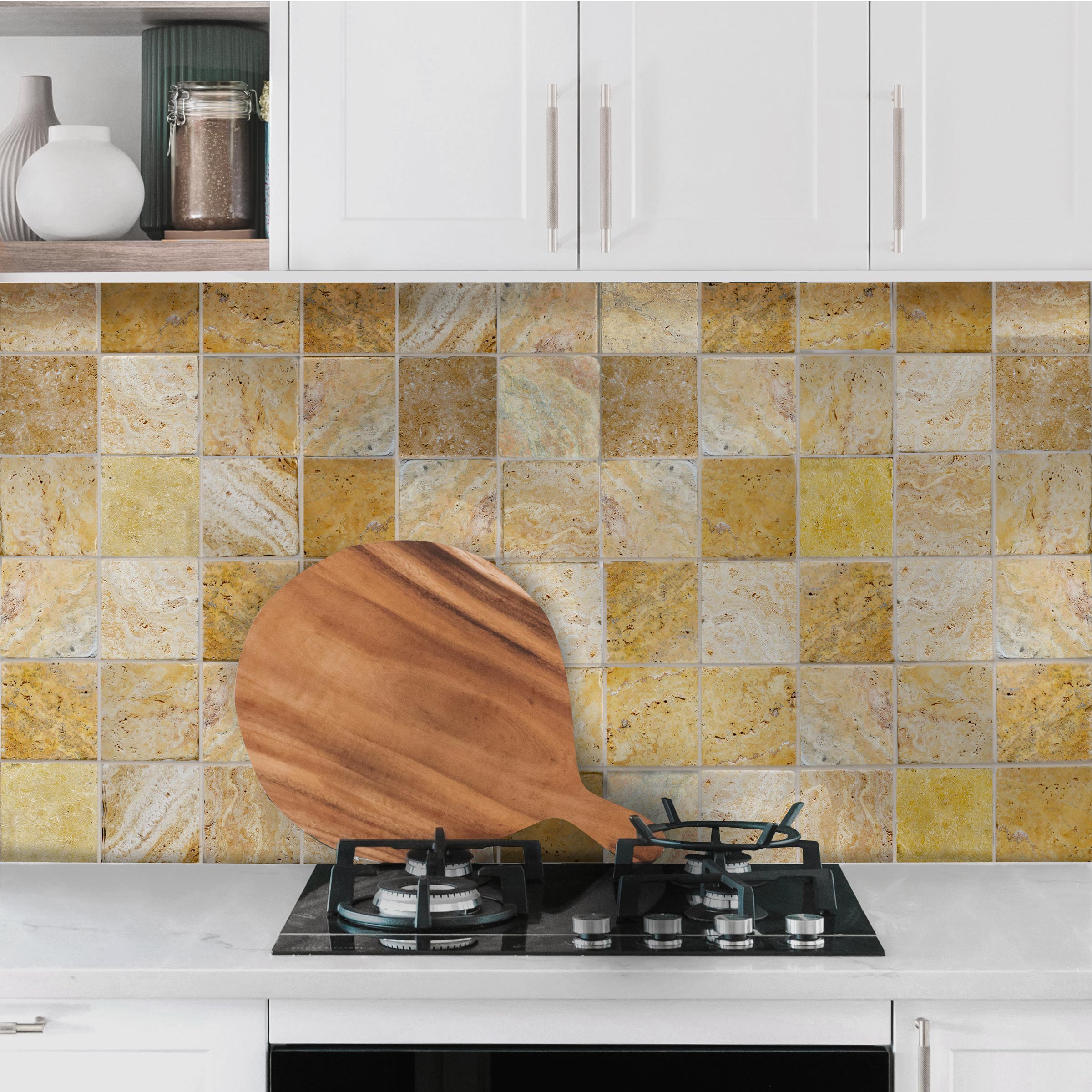 AUTUMN LEAVES: Travertine Rectangle Field Tile (3"x6"x3/8" | Tumbled)