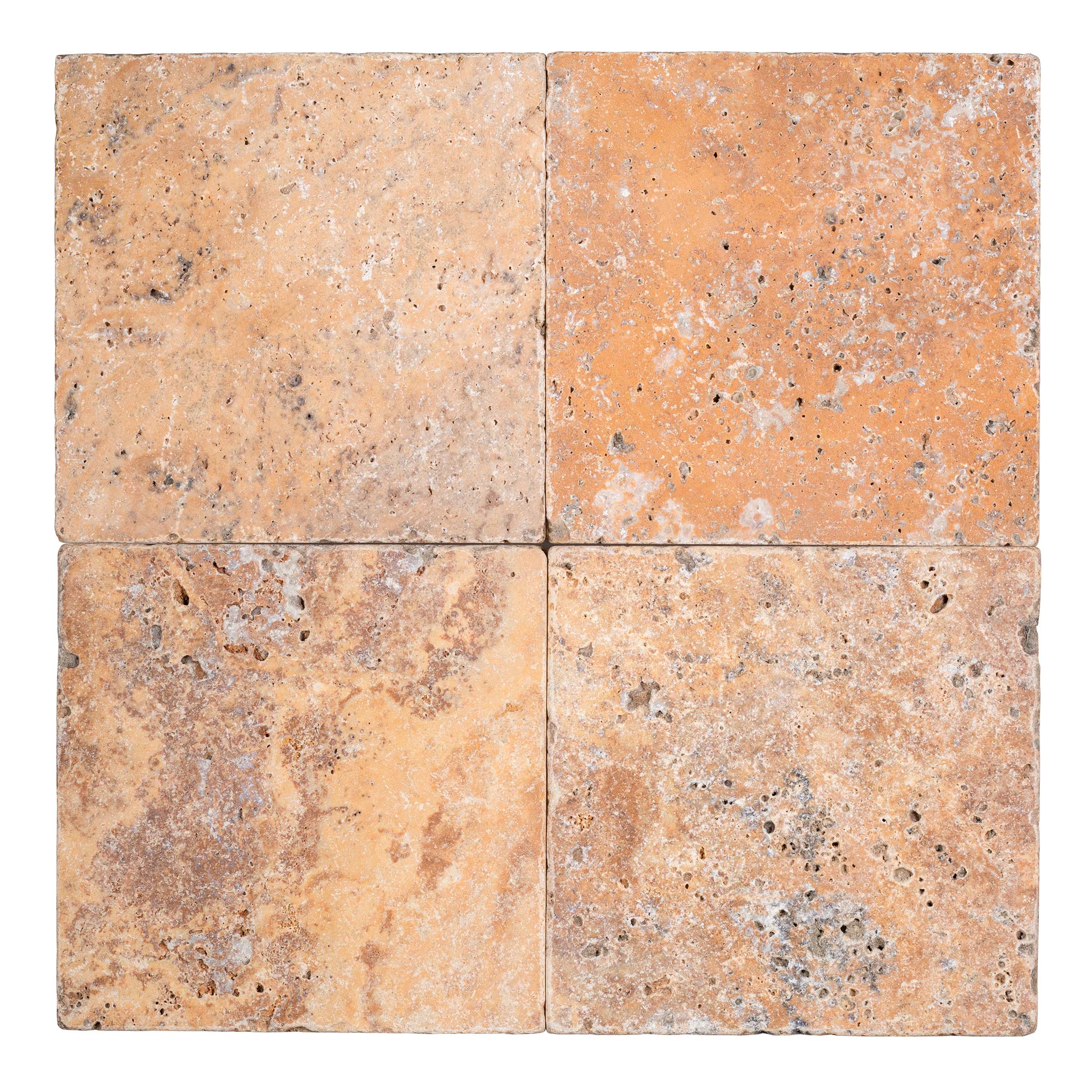 AUTUMN LEAVES: Travertine Square Field Tile (6"x6"x3/8" | Tumbled)