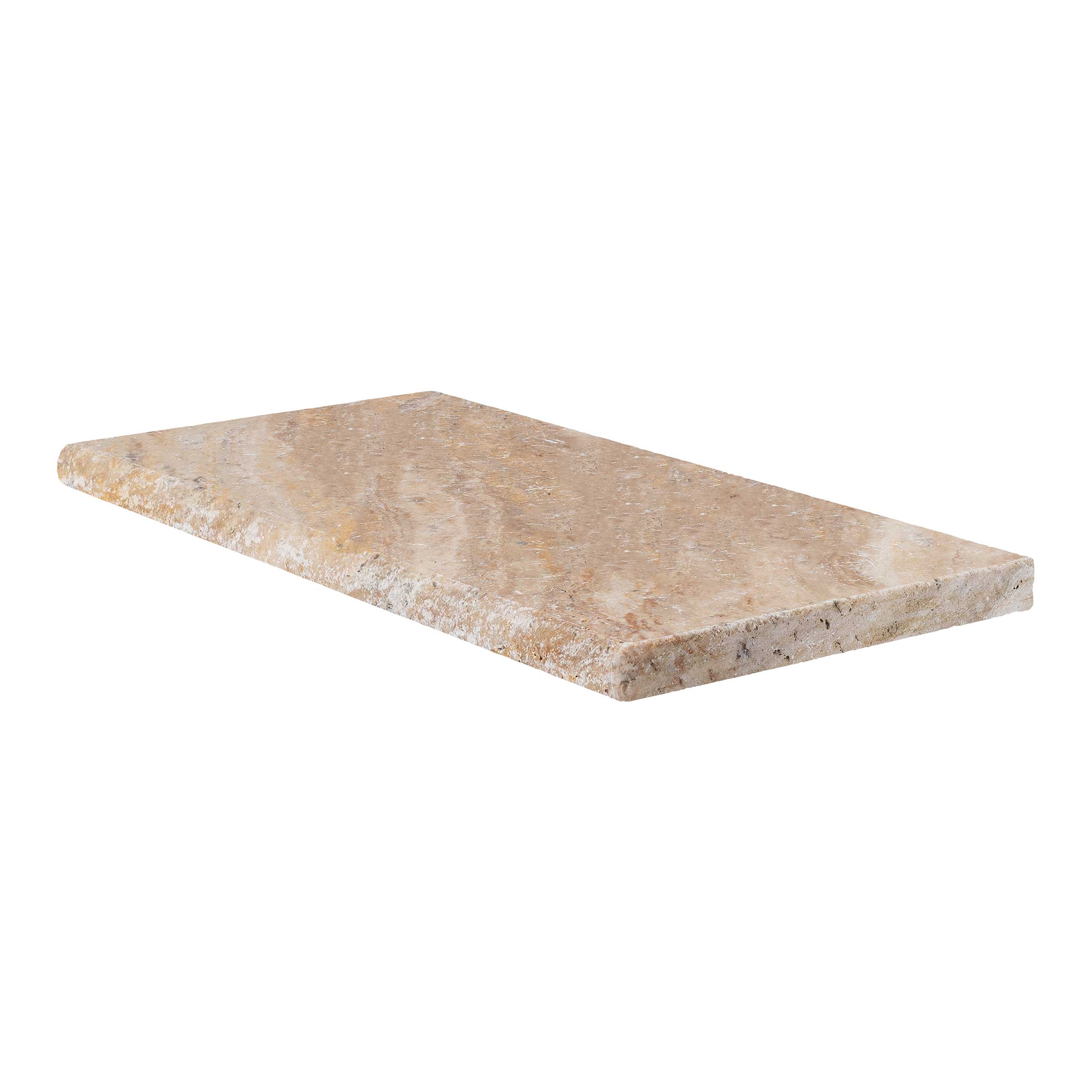 AUTUMN LEAVES: Travertine Single Bulnose 24 Pool Coping Paving Accessory (12"x24"x1 3/16" | Tumbled)