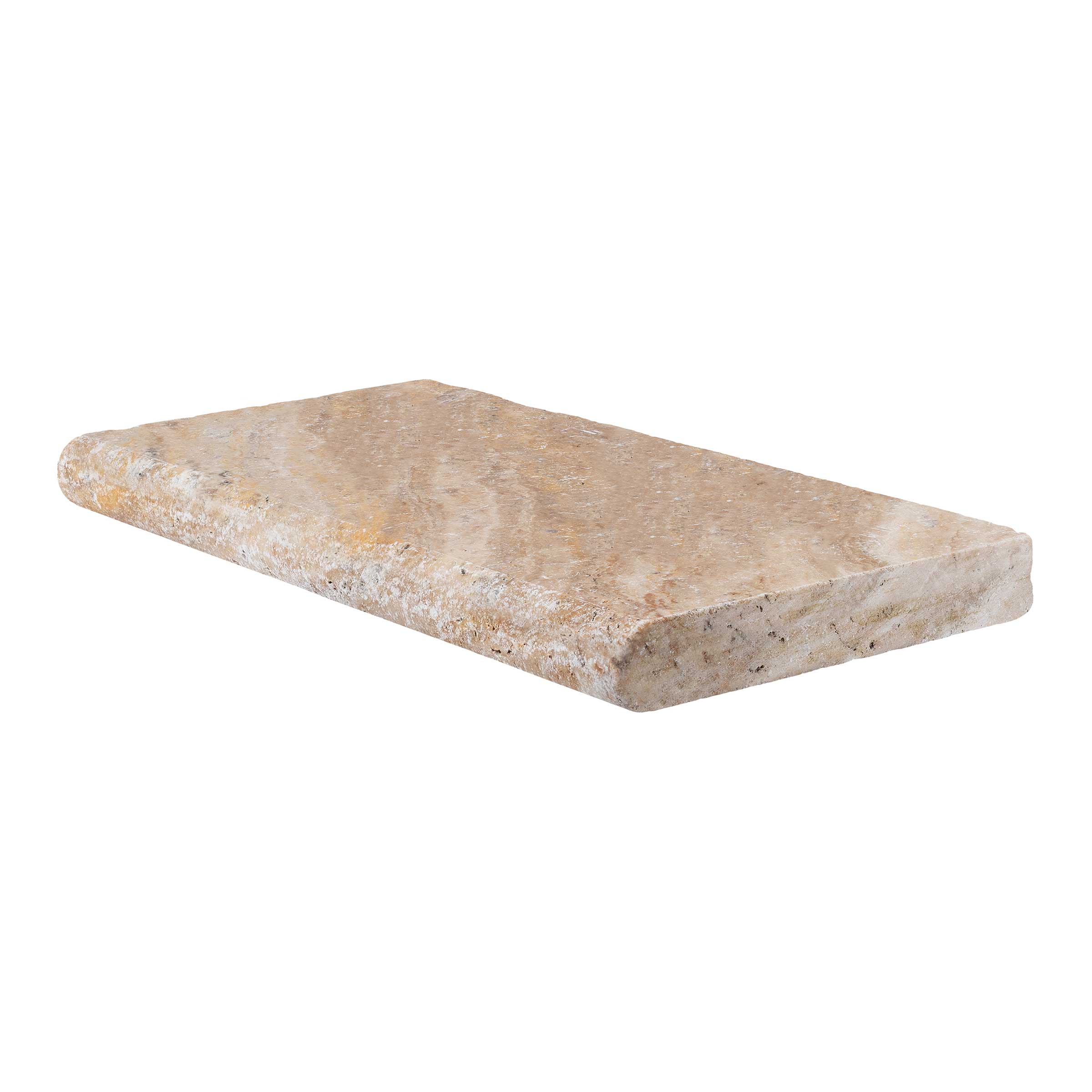 AUTUMN LEAVES: Travertine Single Bulnose 24 Pool Coping Paving Accessory (12"x24"x2" | Tumbled)