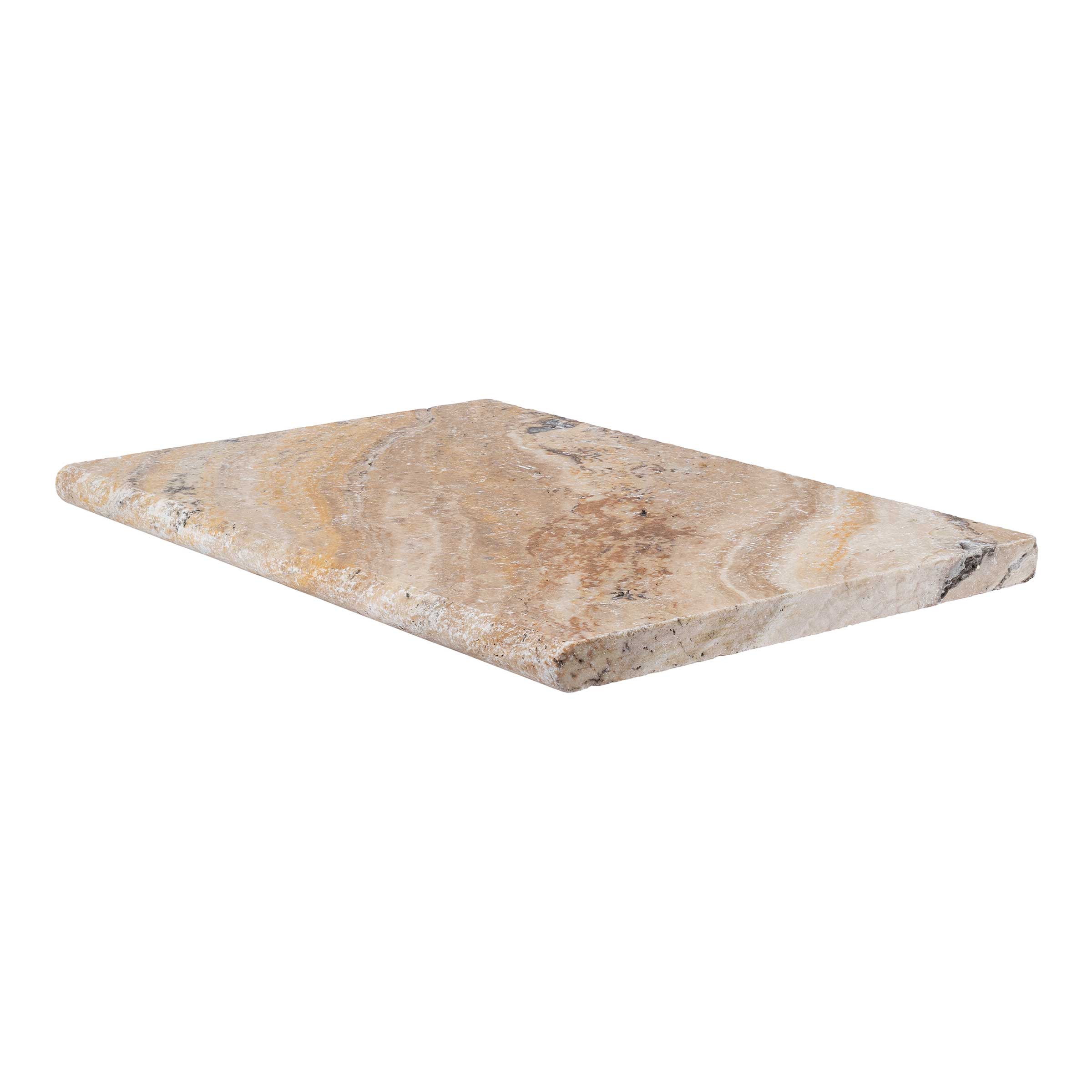 AUTUMN LEAVES: Travertine Single Bulnose 24 Pool Coping Paving Accessory (16"x24"x1 3/16" | Tumbled)