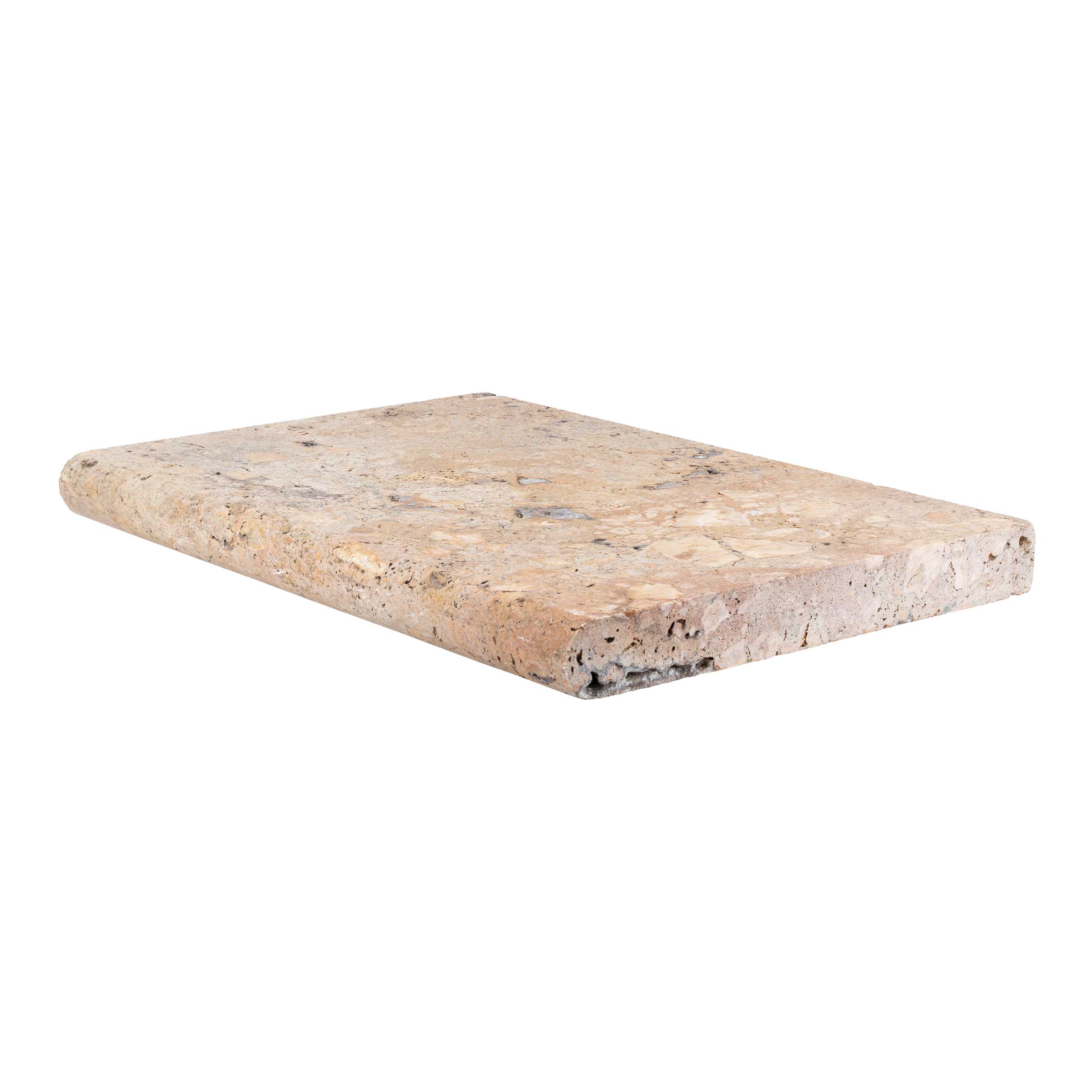 AUTUMN LEAVES: Travertine Single Bulnose 24 Pool Coping Paving Accessory (16"x24"x2" | Tumbled)