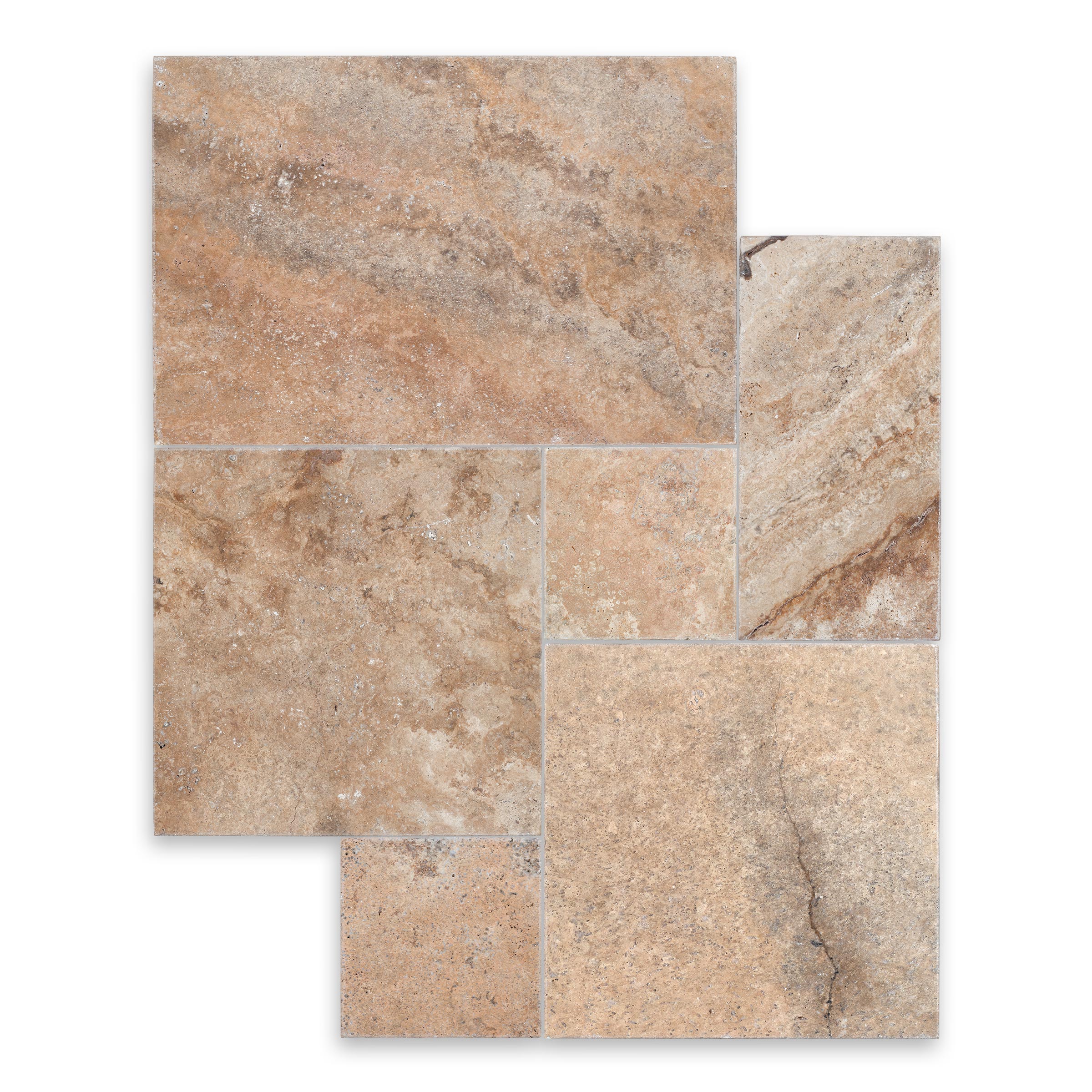 AUTUMN LEAVES: Travertine Versailles Paving Tile Pattern (8 SQFT | Tumbled)