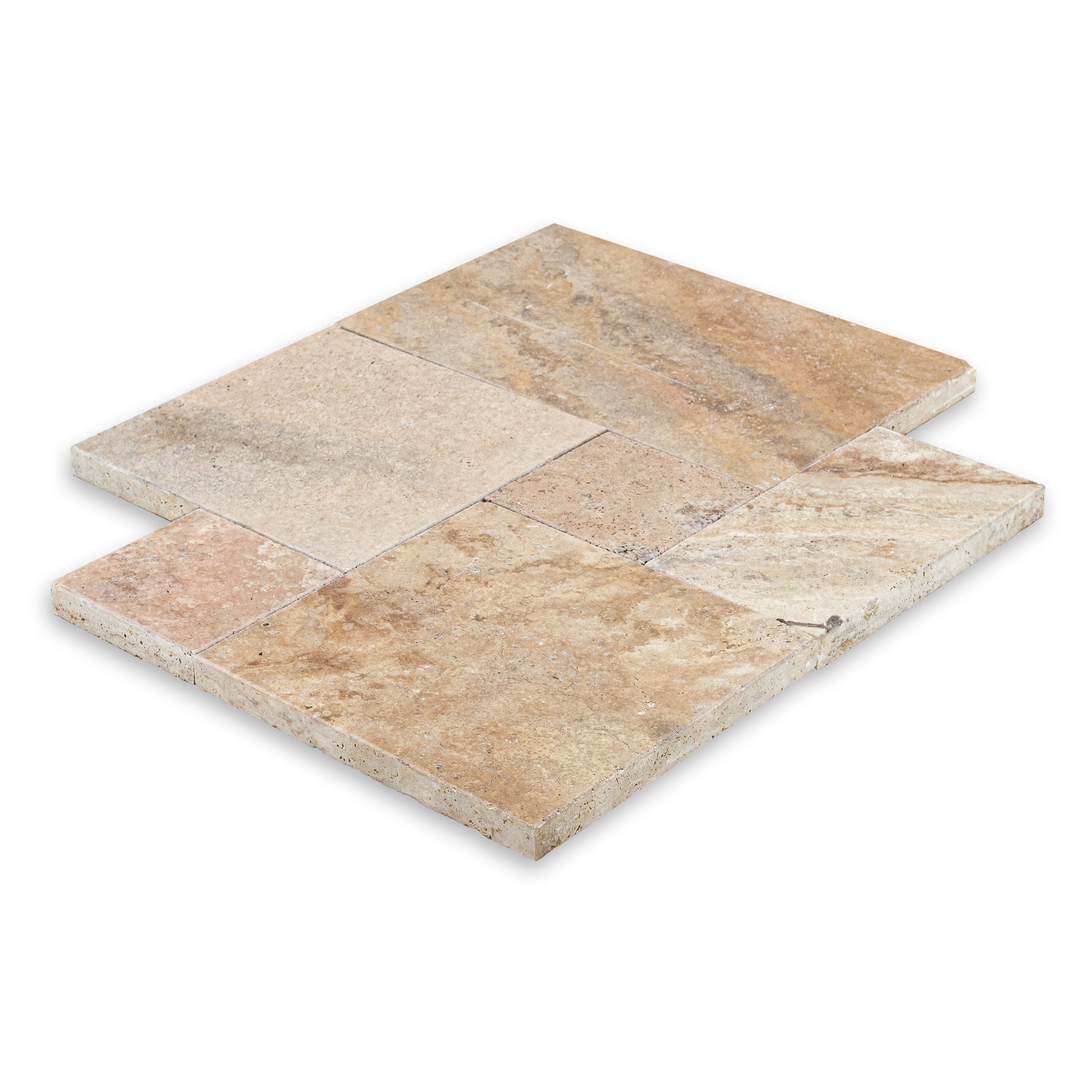 AUTUMN LEAVES: Travertine Versailles Paving Tile Pattern (8 SQFT | Tumbled)