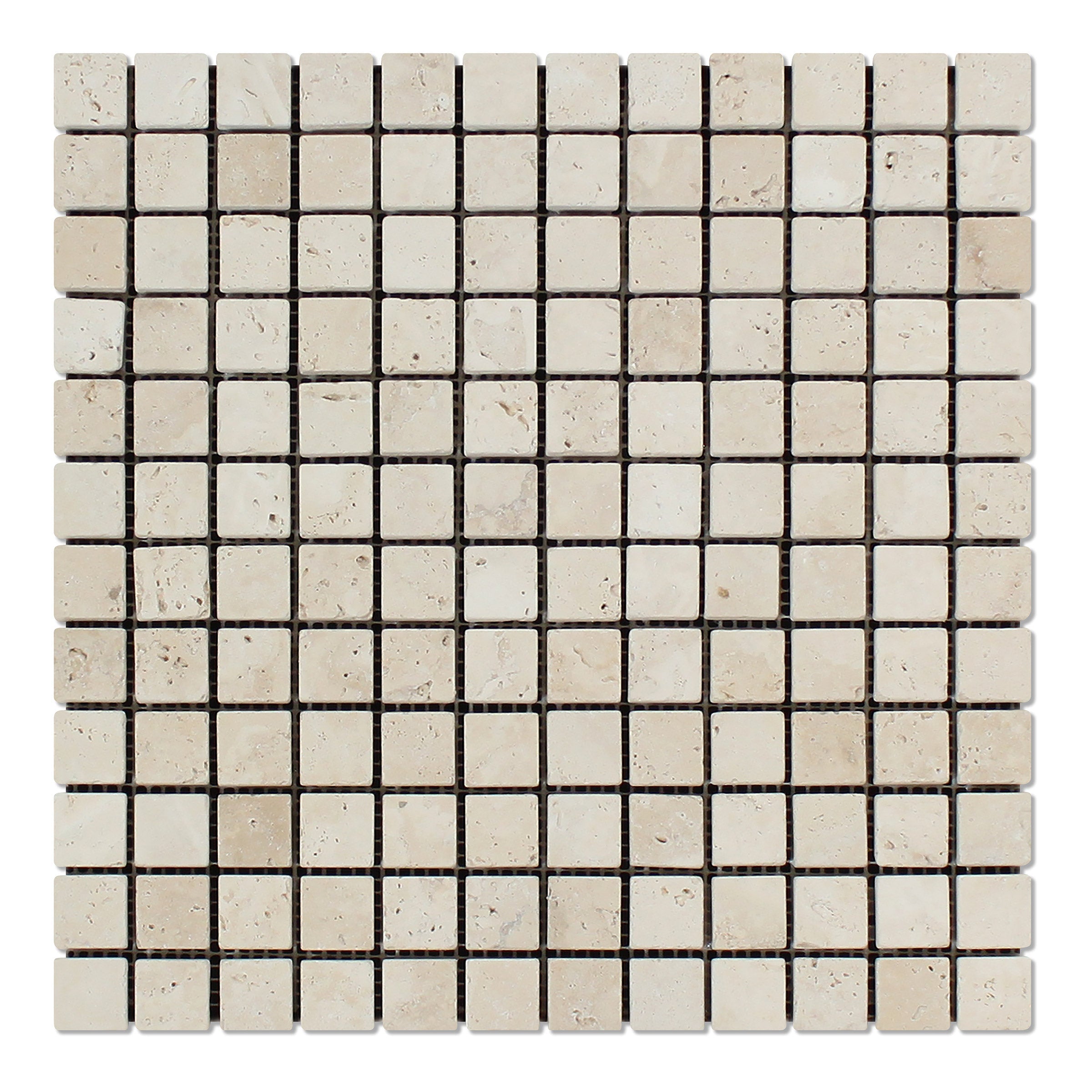 IVORY PREMIUM: Travertine 1" Straight Stack Mosaic (12"x12"x3/8" | Tumbled)