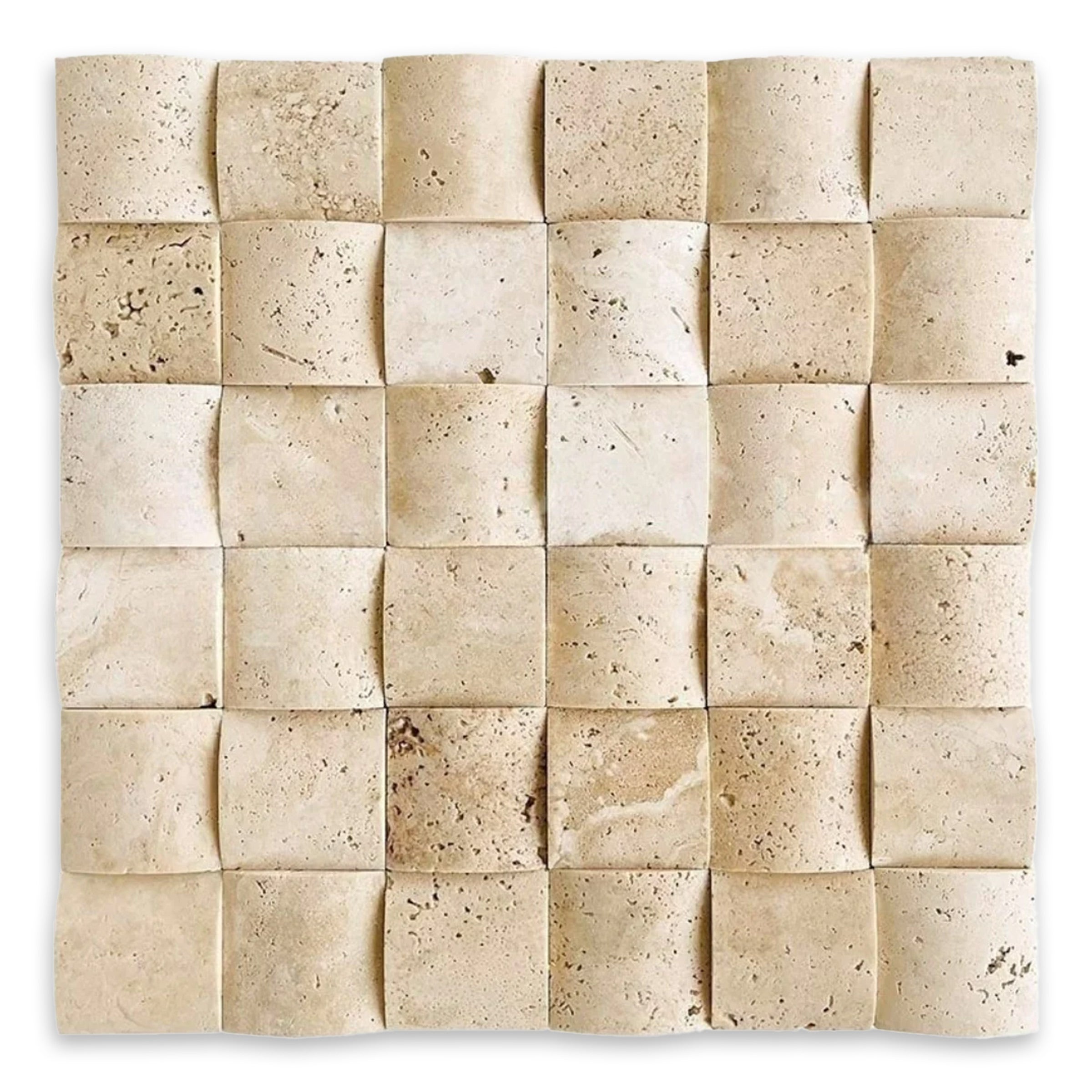 IVORY PREMIUM: Travertine 2" Wavy Straight Stack Mosaic (12"x12"x3/8" | Honed)