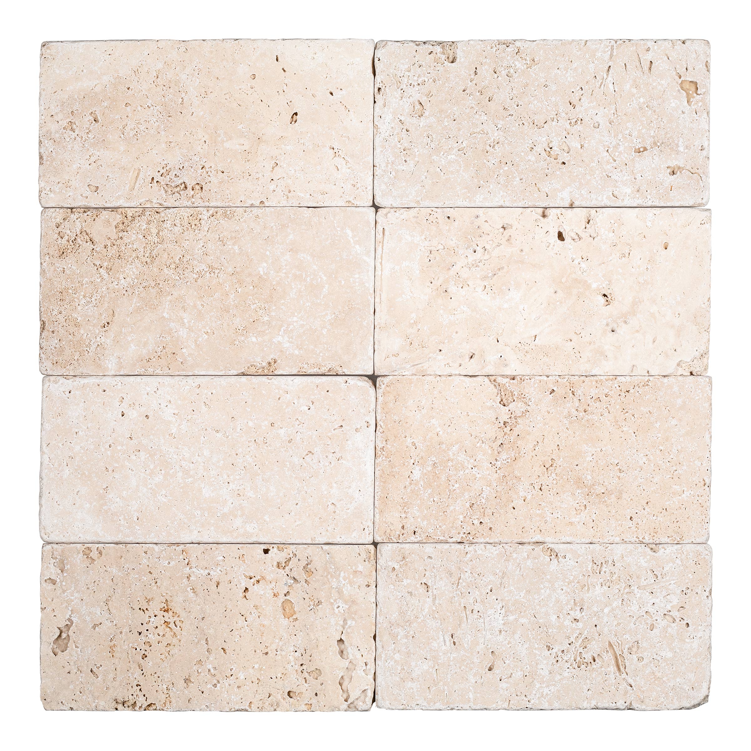 IVORY PREMIUM: Travertine Rectangle Field Tile (3"x6"x3/8" | Tumbled)