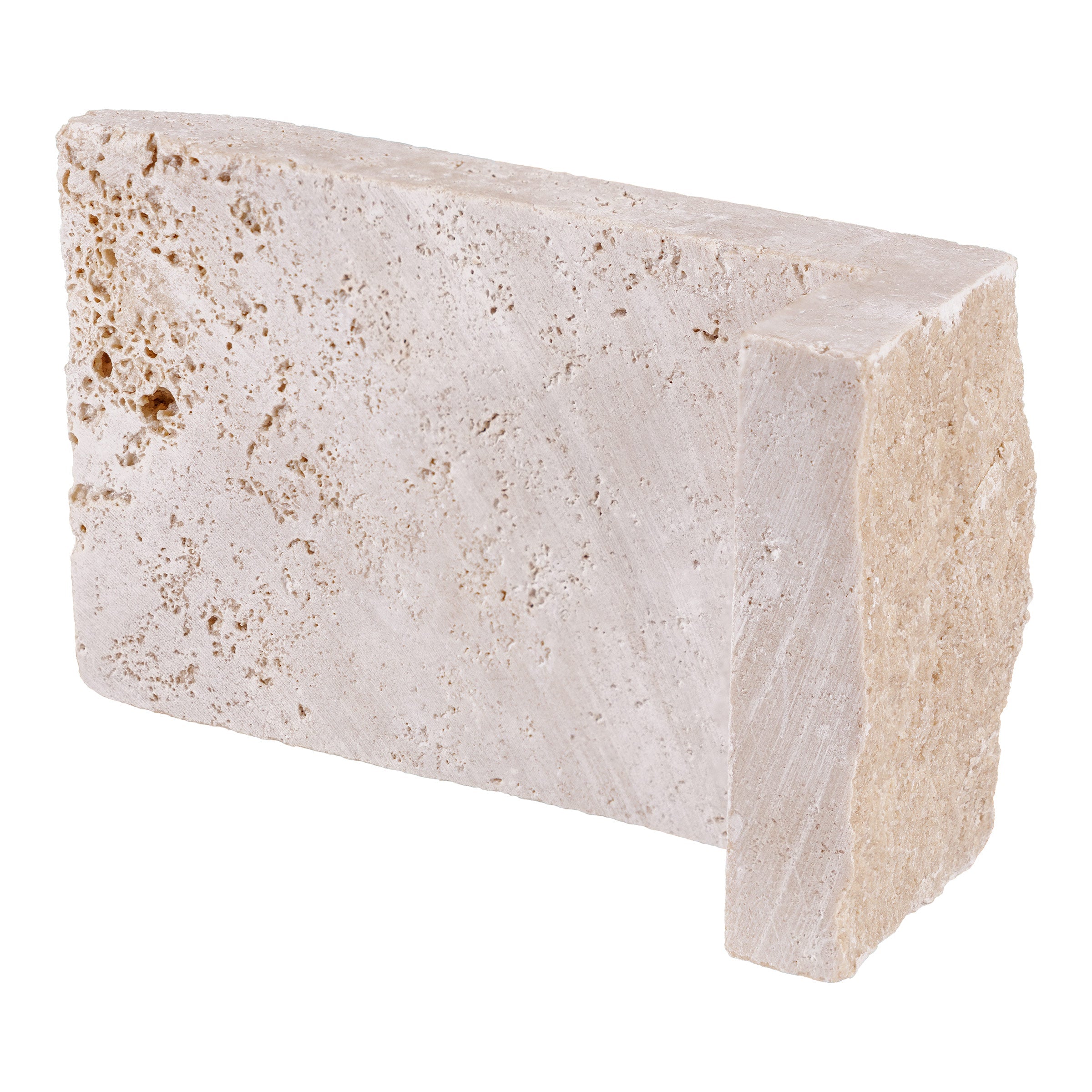 IVORY PREMIUM: Travertine 90 Degree Wall Veneer Corner (4"x7 1/2"x7/8"- 1 1/4" | Splitface)