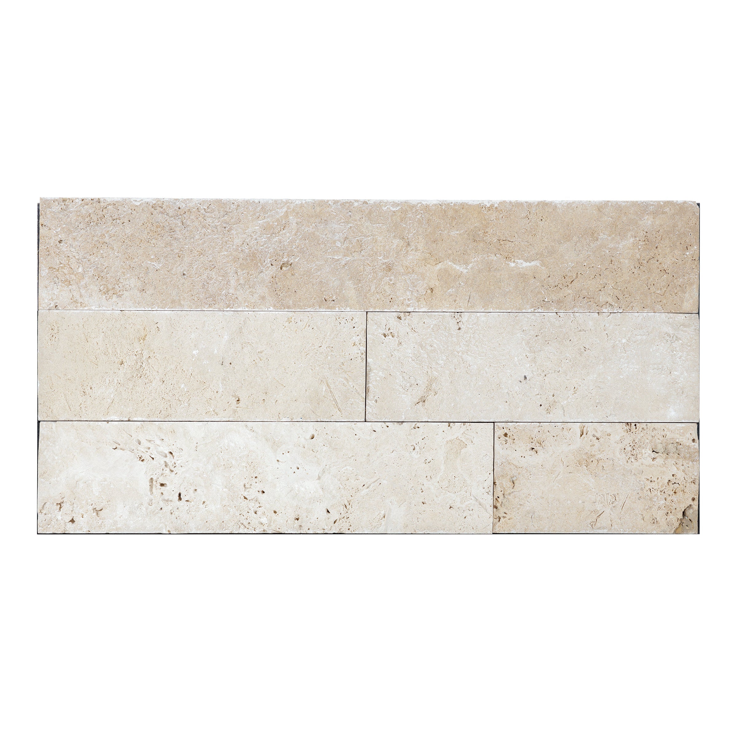 IVORY PREMIUM: Travertine Random Length Wall Veneer Flats Set (4"xRx7/8"- 1 1/4" | Splitface)