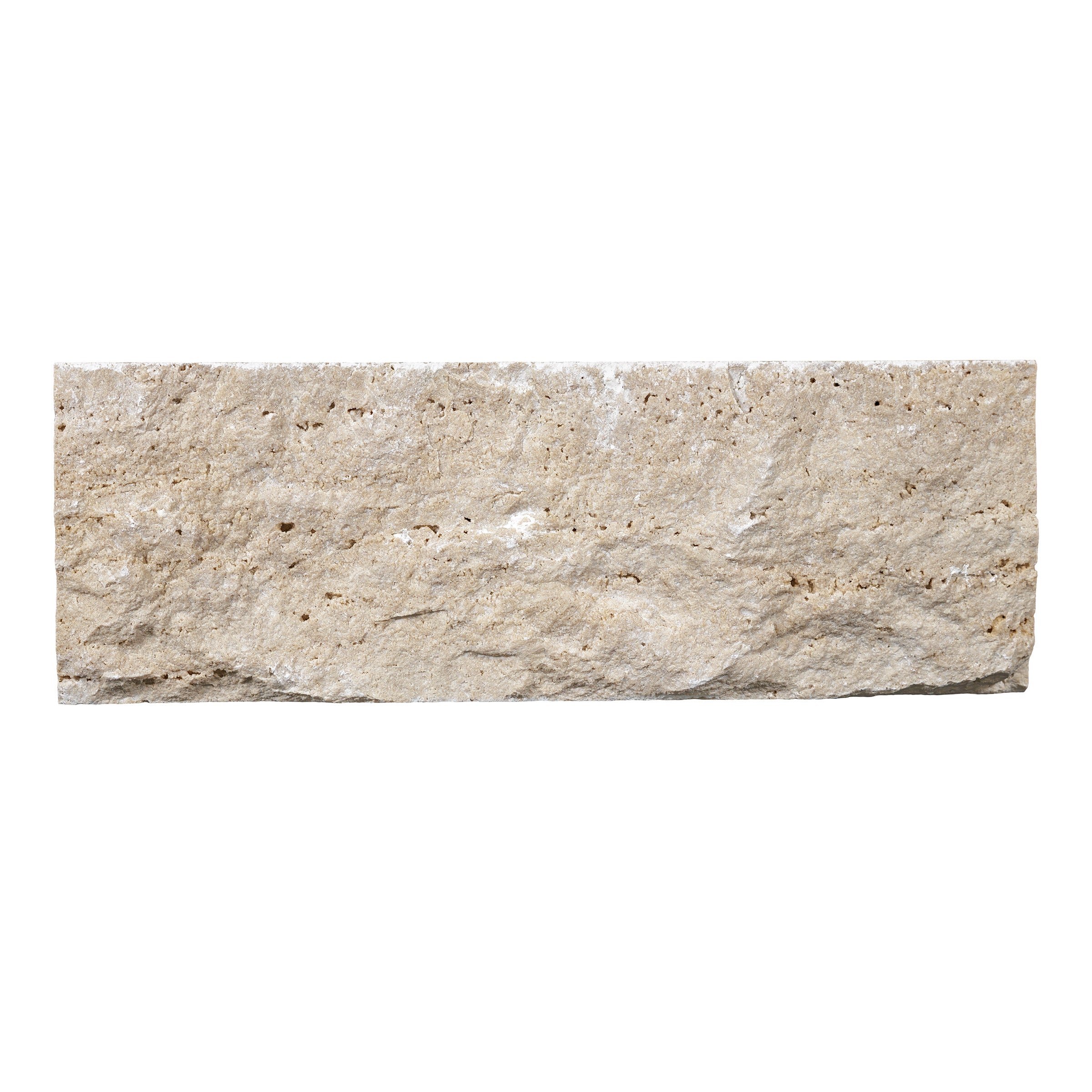 IVORY PREMIUM: Travertine Random Length Wall Veneer Flats Set (4"xRx7/8"- 1 1/4" | Splitface)