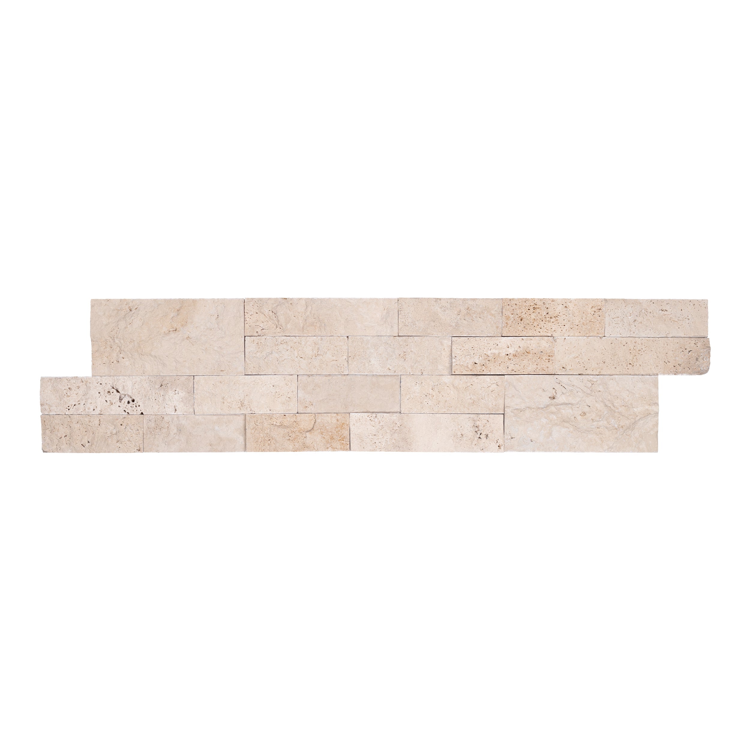 IVORY: Travertine Ledger Stone Flat Wall Panel (6"x24"x1/2"-1 1/4" | Rockface)