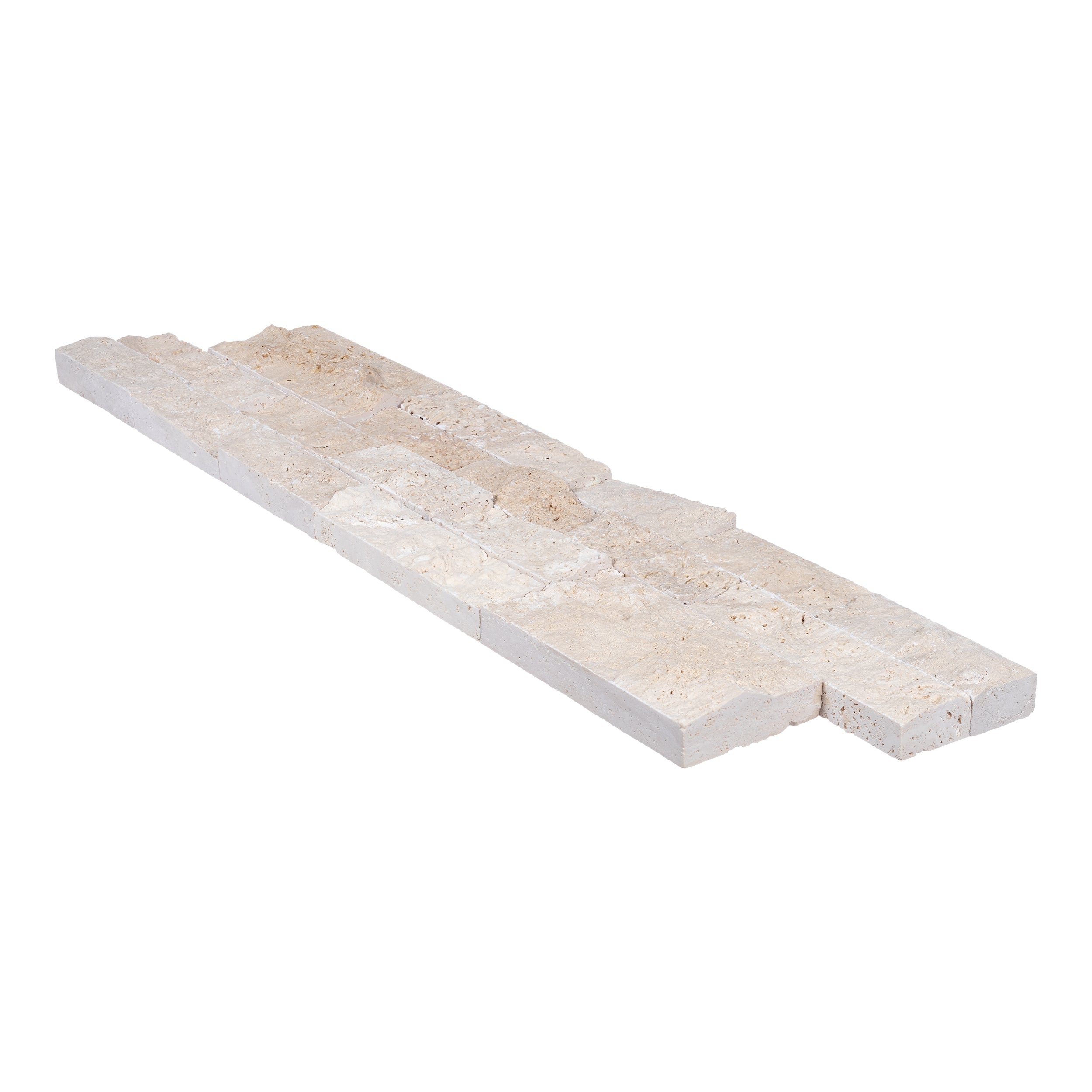 IVORY: Travertine Ledger Stone Flat Wall Panel (6"x24"x1/2"-1 1/4" | Rockface)