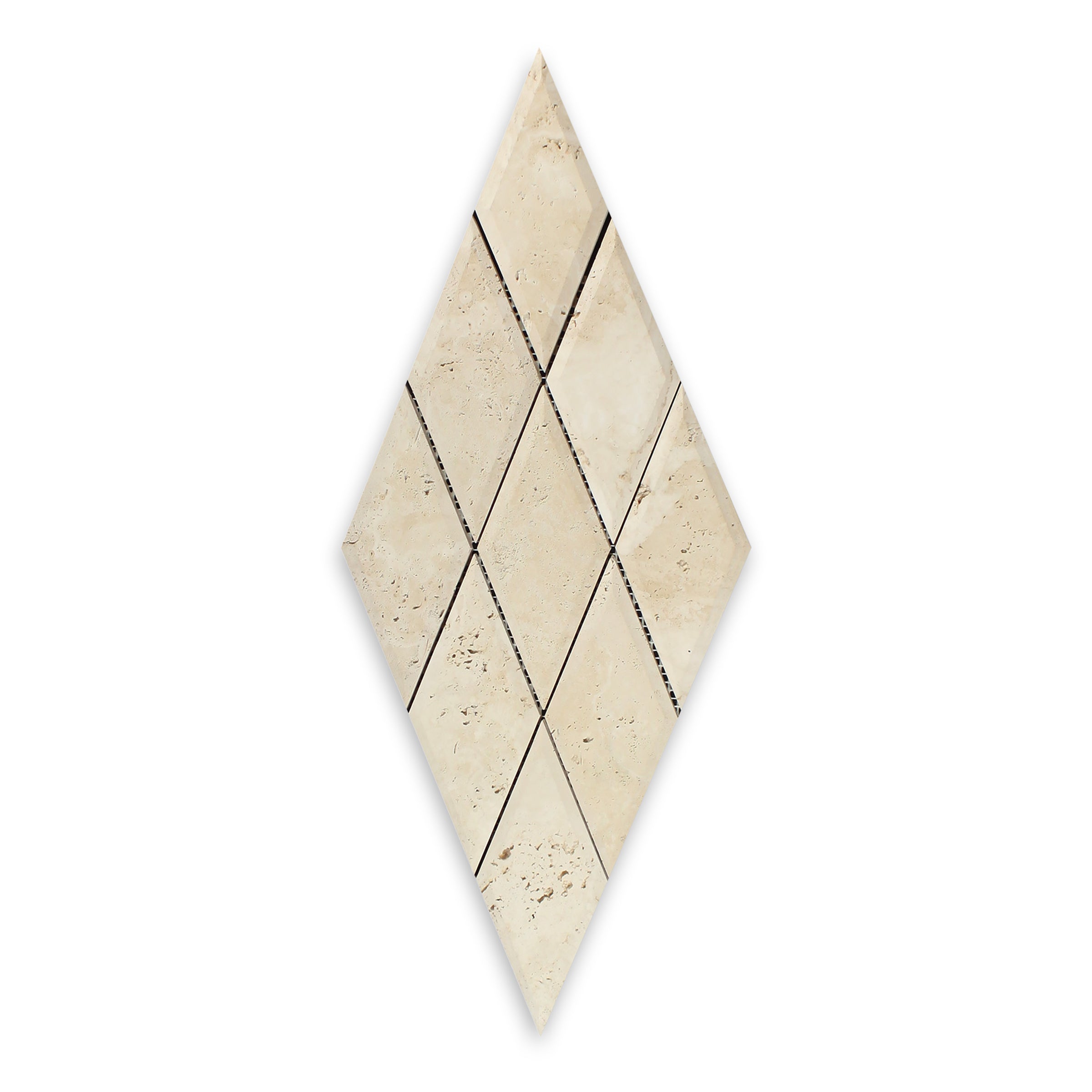 IVORY PREMIUM: Travertine 3"x6" Rhomboid Mosaic (9"x18"x3/8" | Honed)