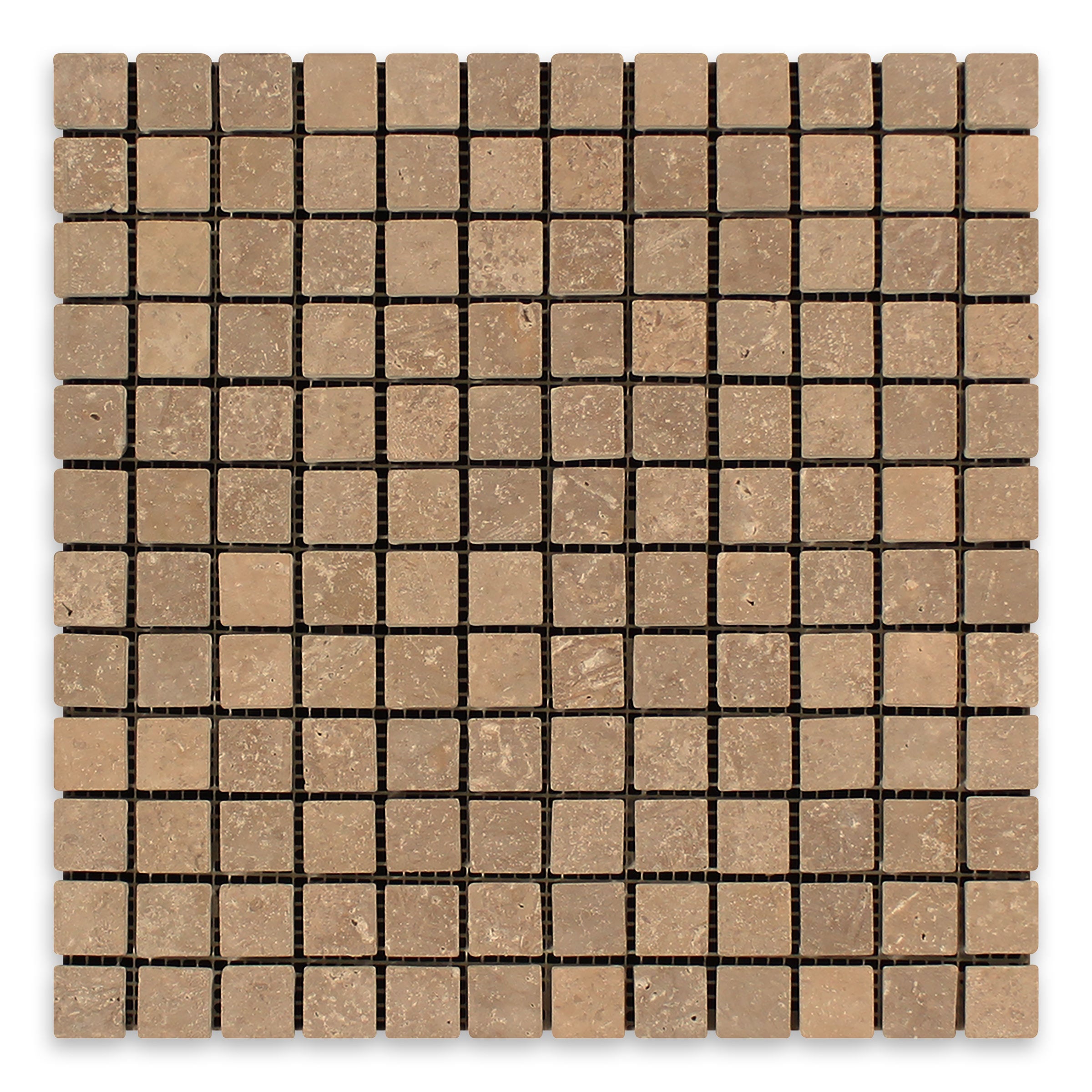 NOCE PREMIUM: Travertine 1" Straight Stack Mosaic (12"x12"x3/8" | Tumbled)