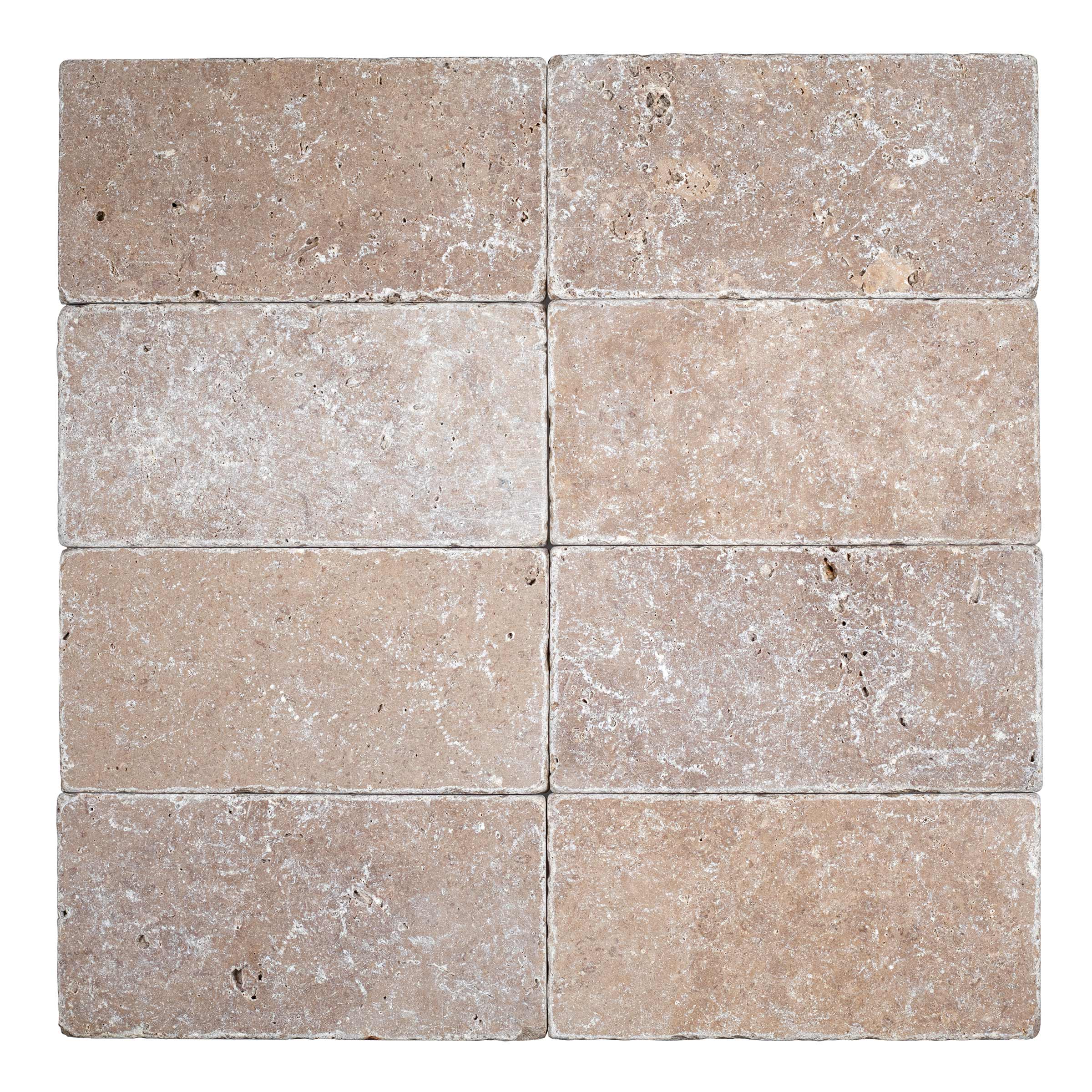 NOCE PREMIUM: Travertine Rectangle Field Tile (3"x6"x3/8" | Tumbled)