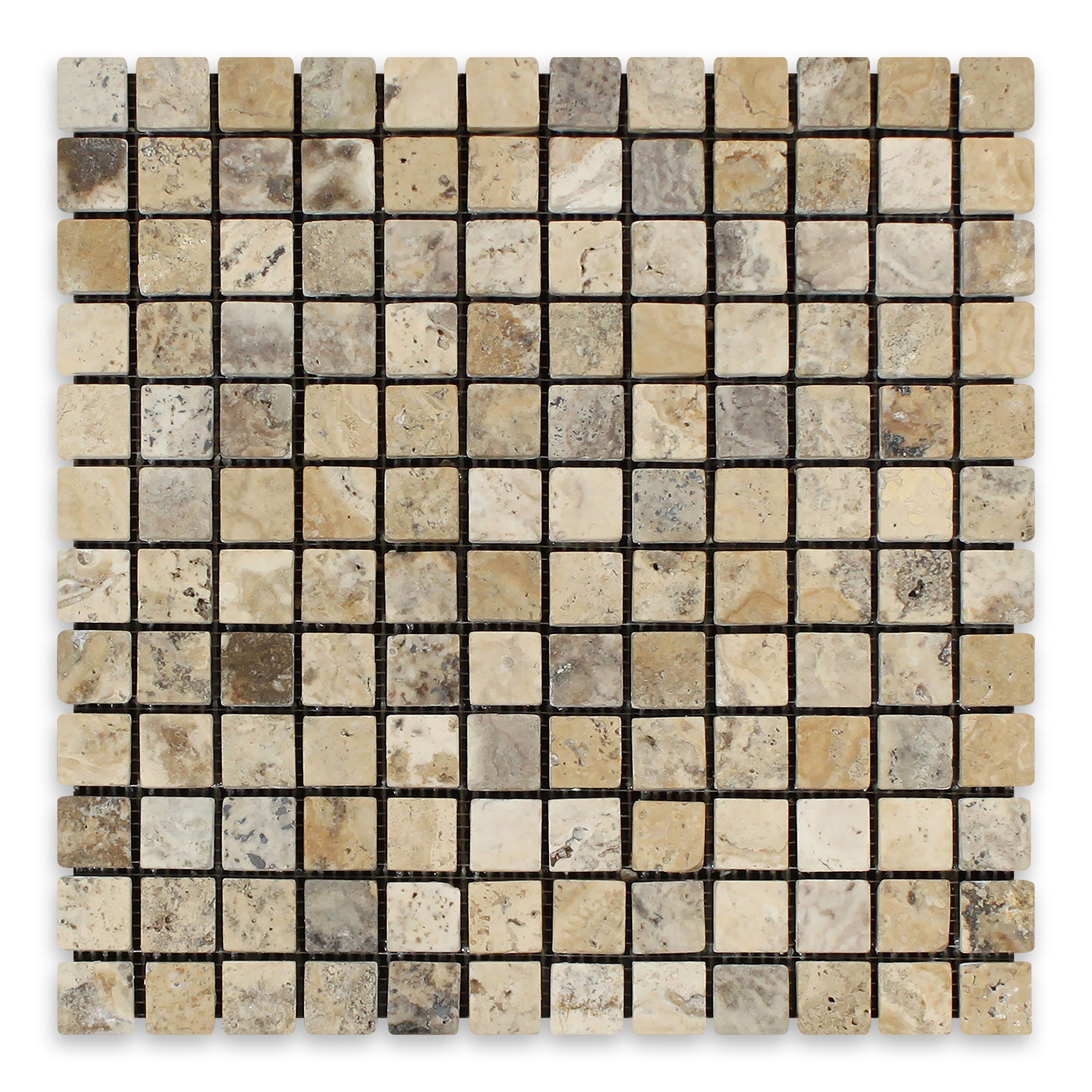 PHILADELPHIA: Travertine 1" Straight Stack Mosaic (12"x12"x3/8" | Tumbled)