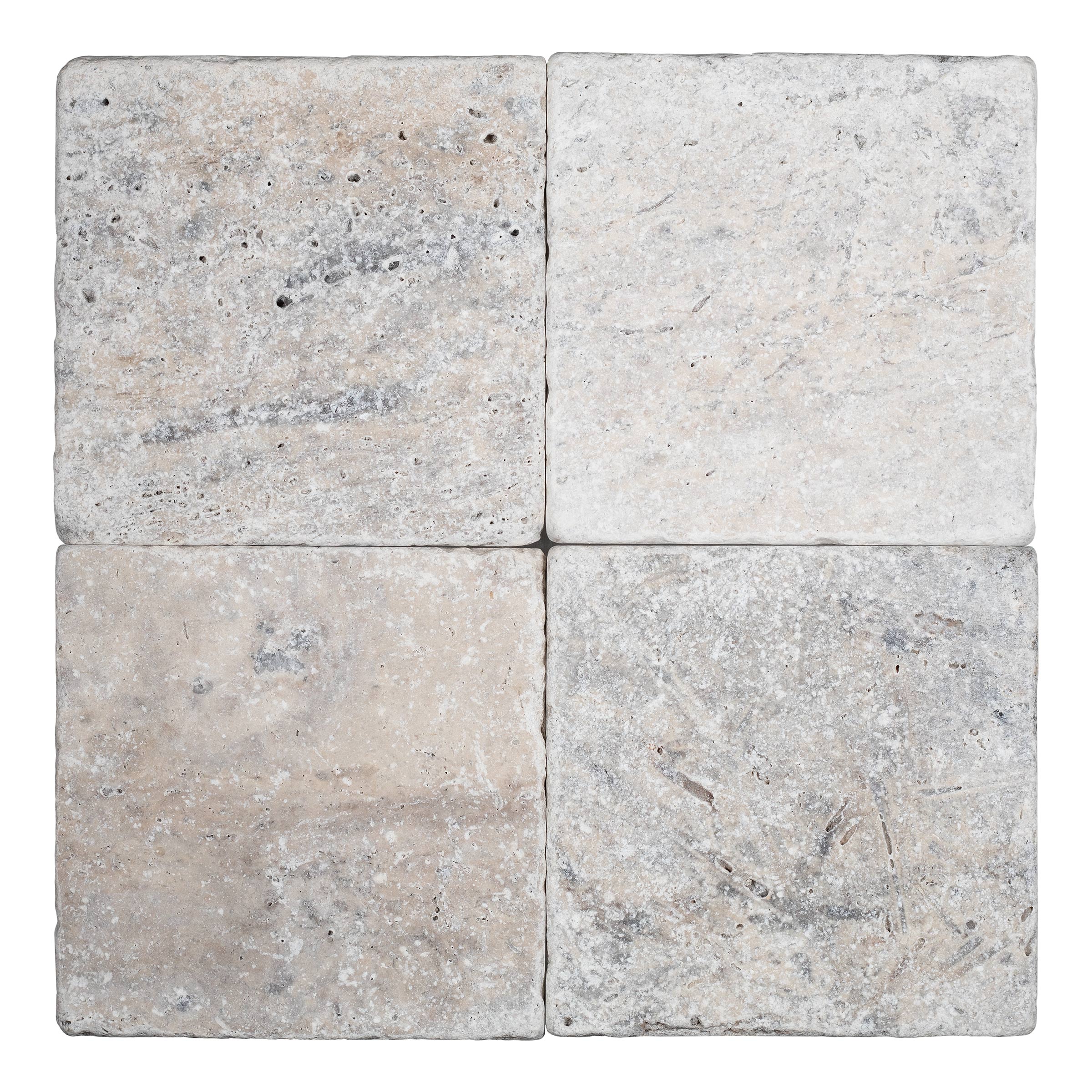 SILVER PREMIUM: Travertine Square Field Tile (6"x6"x3/8" | Tumbled)