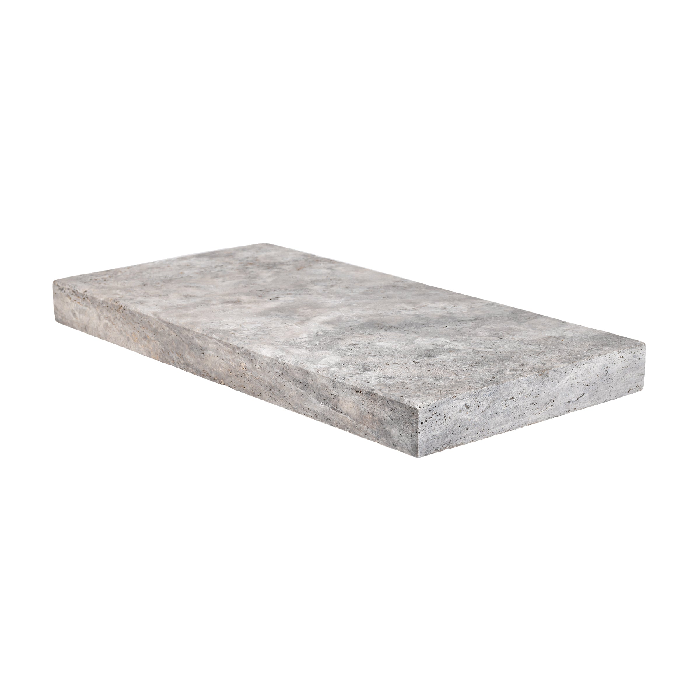 SILVER PREMIUM: Travertine Single Modern 24 Pool Coping Paving Accessory (12"x24"x2" | Honed)