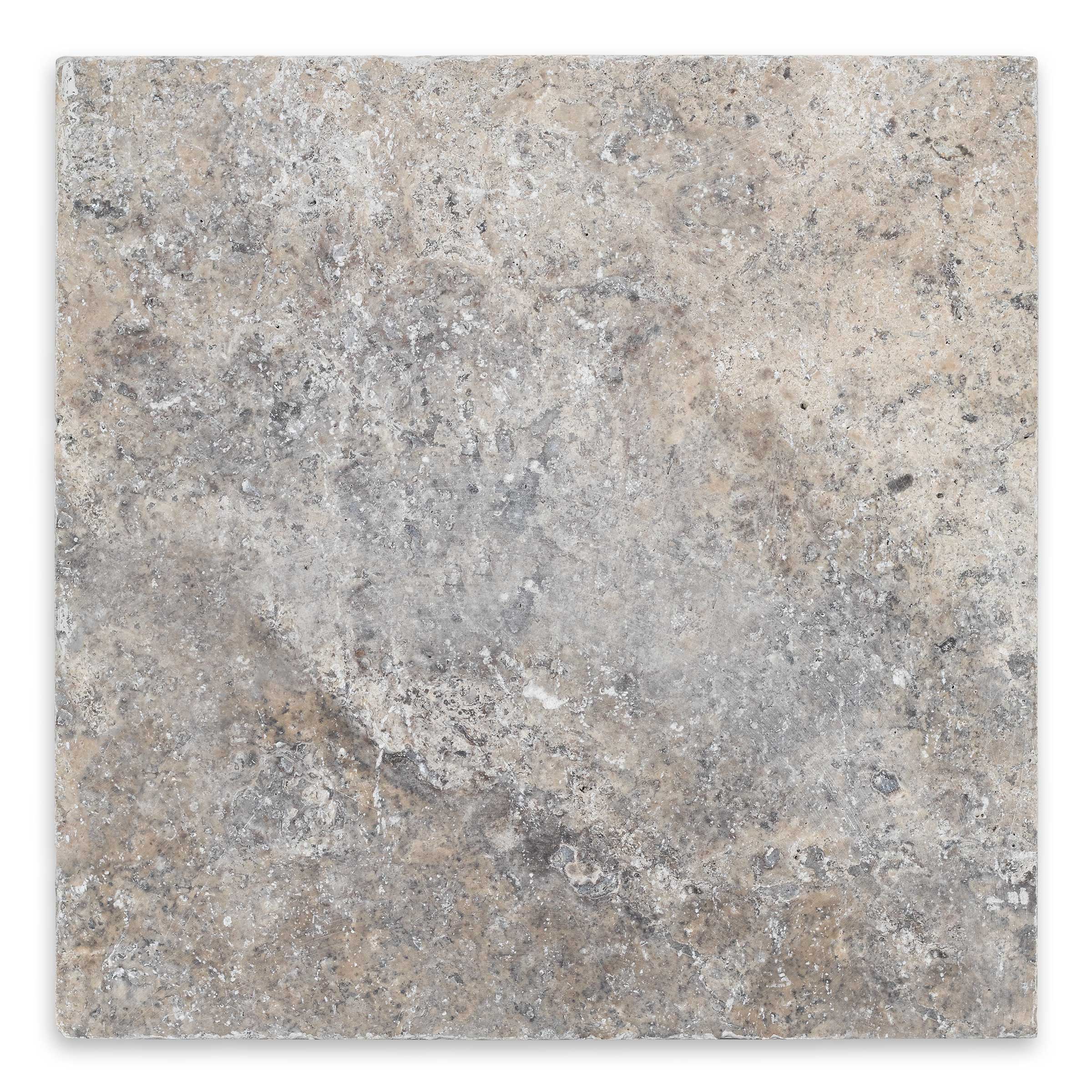 SILVER PREMIUM: Travertine Square Paving Tile (24"x24"x1 3/16" | Tumbled)