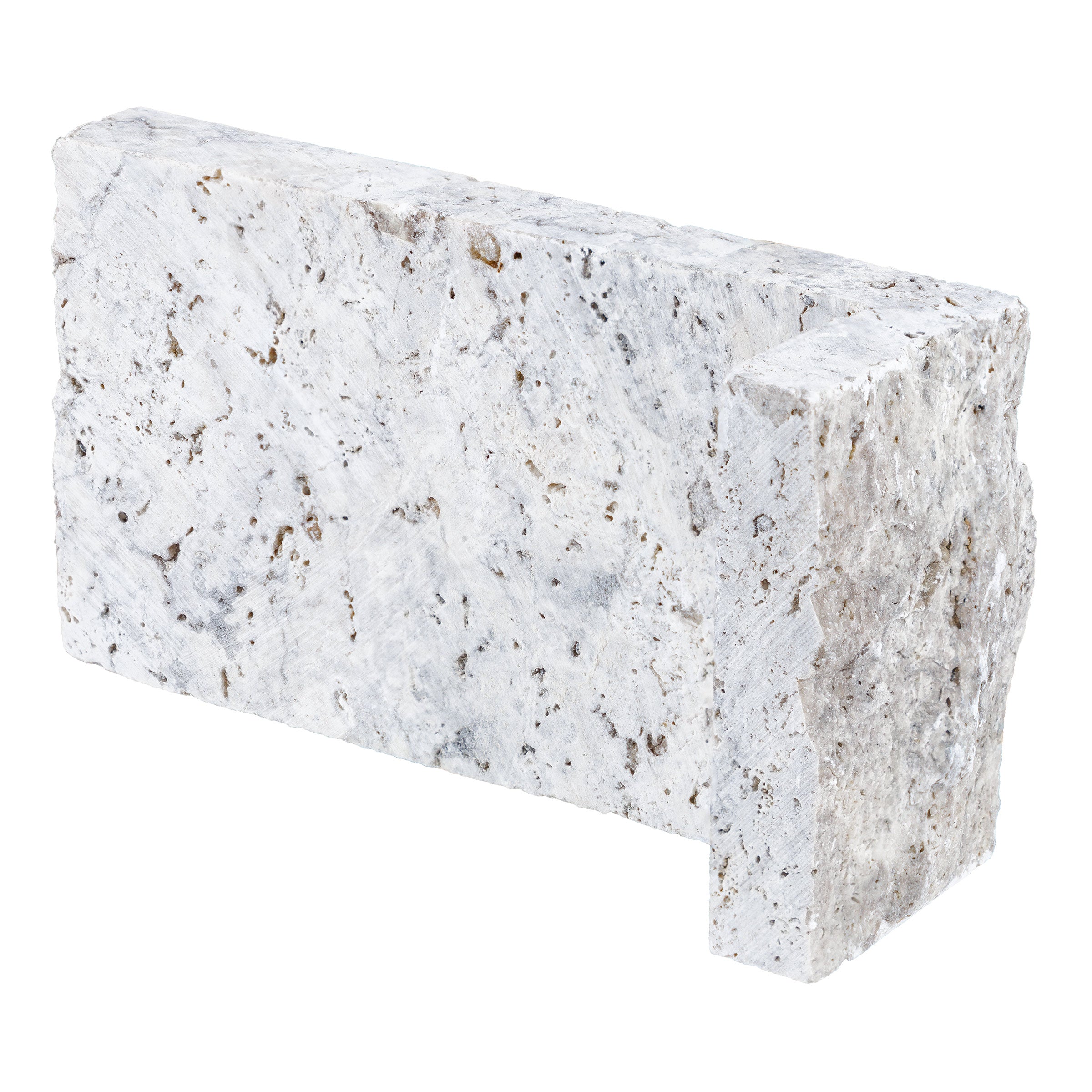 SILVER PREMIUM: Travertine 90 Degree Wall Veneer Corner (4"x7 1/2"x7/8"- 1 1/4" | Splitface)