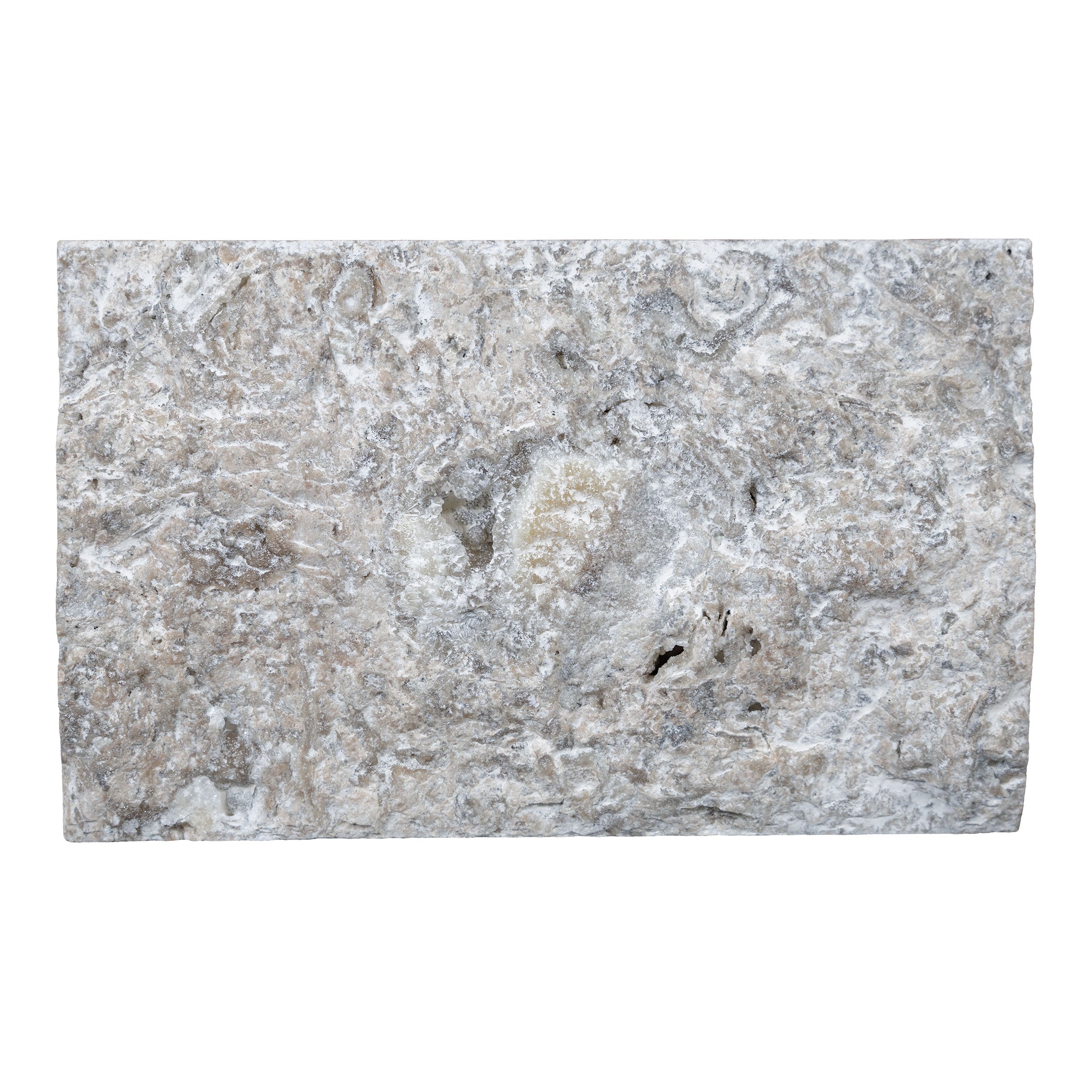 SILVER PREMIUM: Travertine Random Length Wall Veneer Flats Set (4"xRx7/8"- 1 1/4" | Splitface)