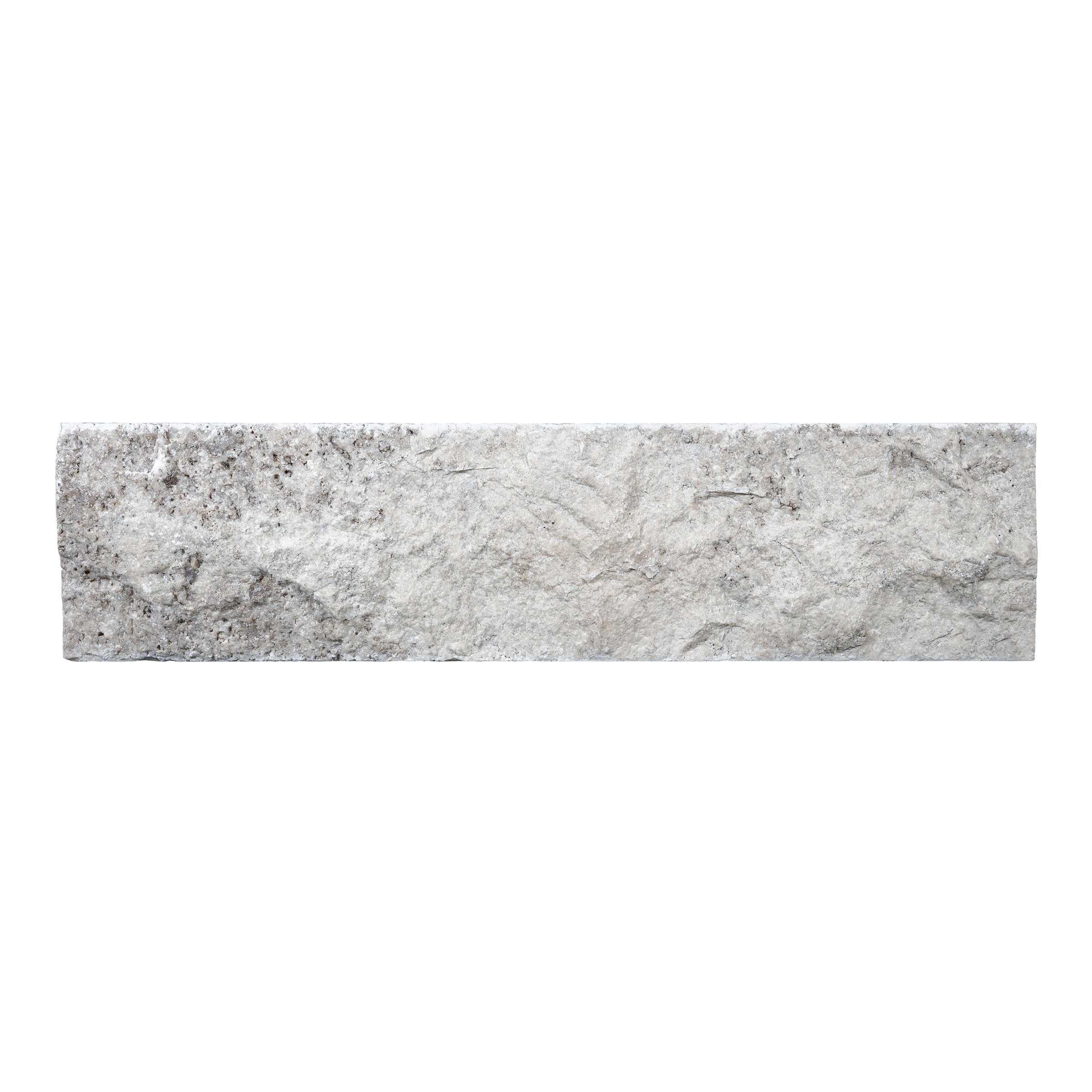 SILVER PREMIUM: Travertine Random Length Wall Veneer Flats Set (4"xRx7/8"- 1 1/4" | Splitface)