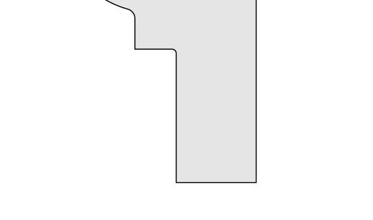 THASSOS WHITE CLASSIC: Classic Chair Rail Trim (2"×12"×1" | filled & honed) — profile drawing showing the trim shape and dimensions.