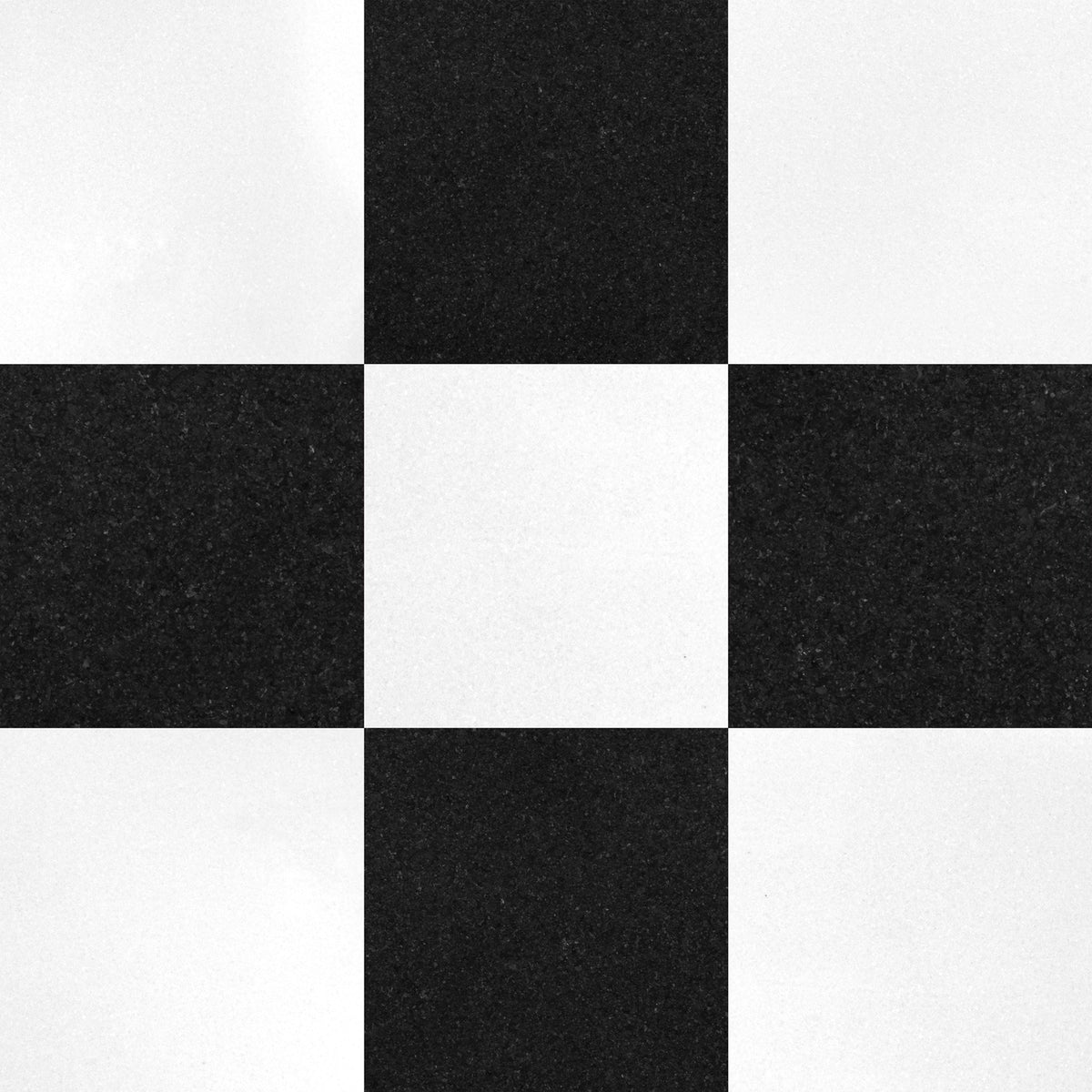 Nsr Absolute Black & Thassos White Checkerboard tile — available at Surface Group