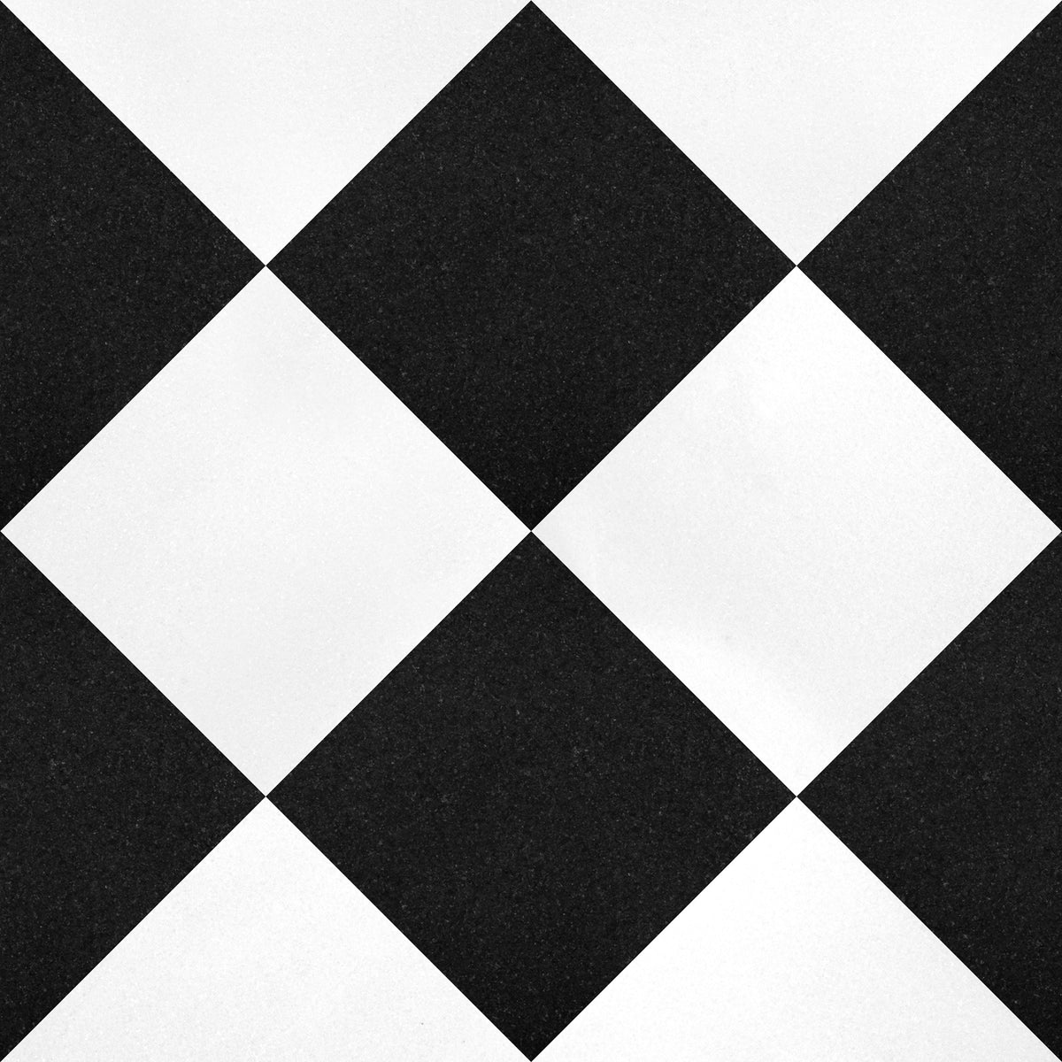 Nsr Absolute Black & Thassos White Checkerboard tile pattern swatch — available at Surface Group