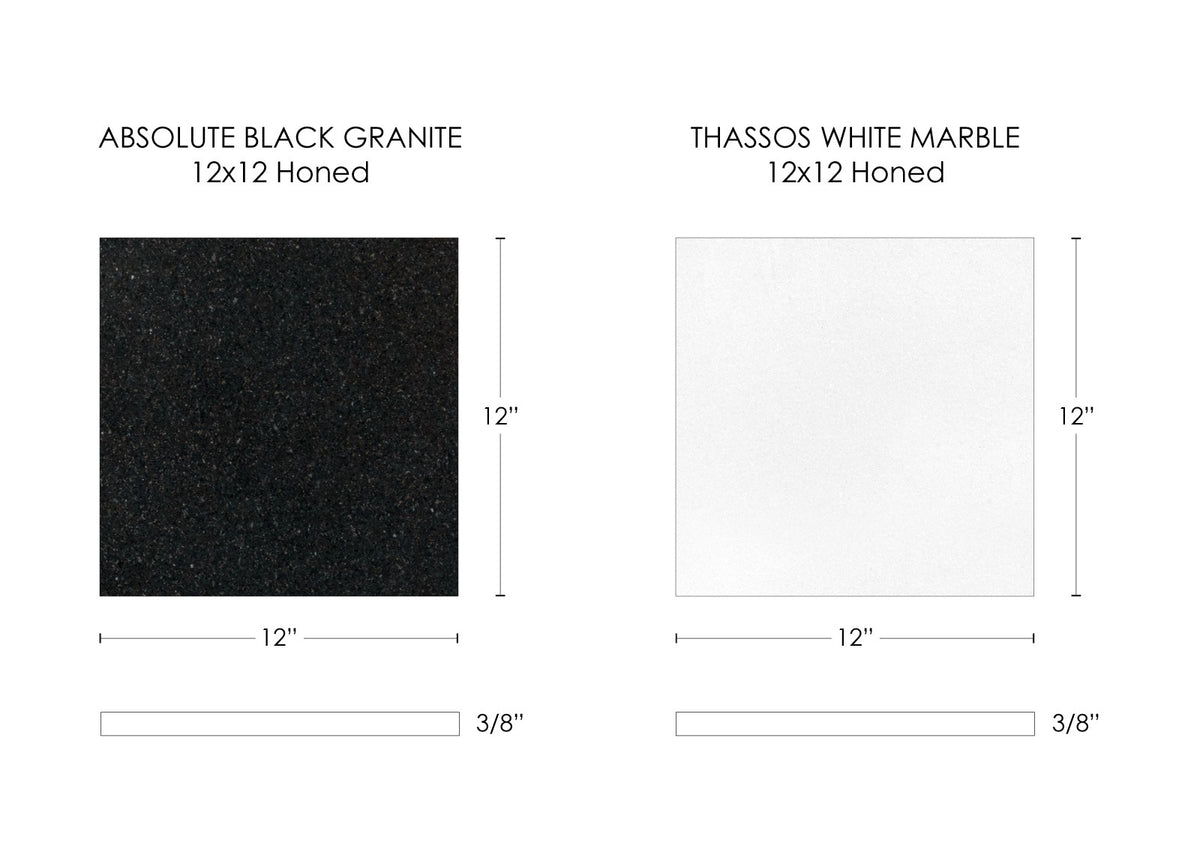 Nsr Absolute Black & Thassos White Checkerboard tile — available at Surface Group