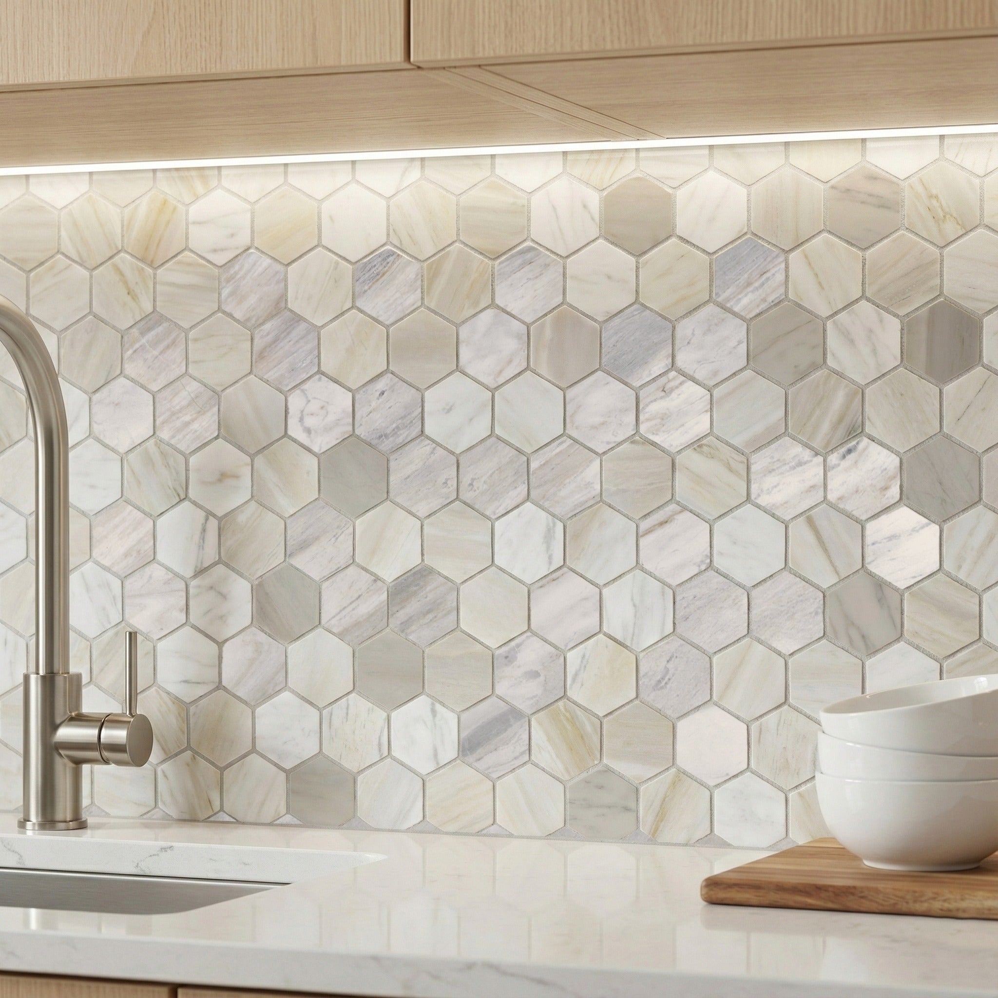 AJAX GOLD: Hexagonal Mosaic (11 3/4"×12"×3/8" | honed)