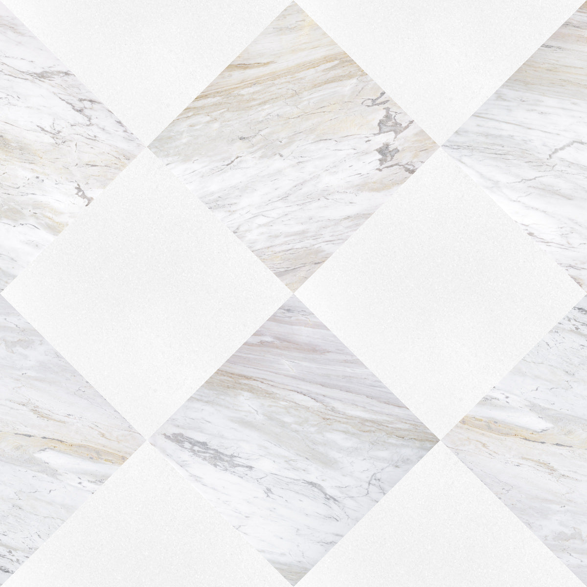 Nsr Ajax Gold & Thassos White Checkerboard tile pattern swatch — available at Surface Group