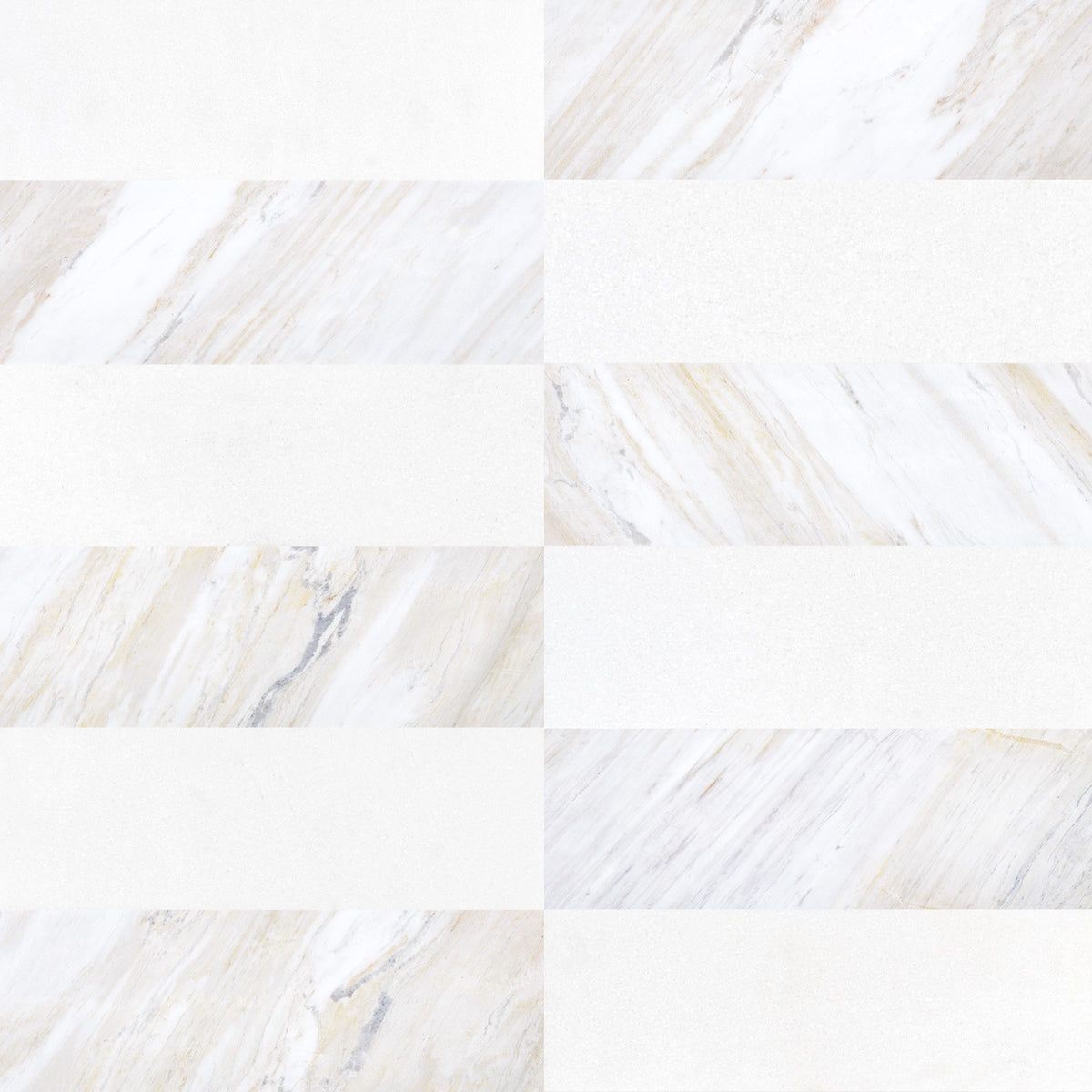 Nsr Ajax Gold & Thassos White Checkerboard tile pattern swatch — available at Surface Group