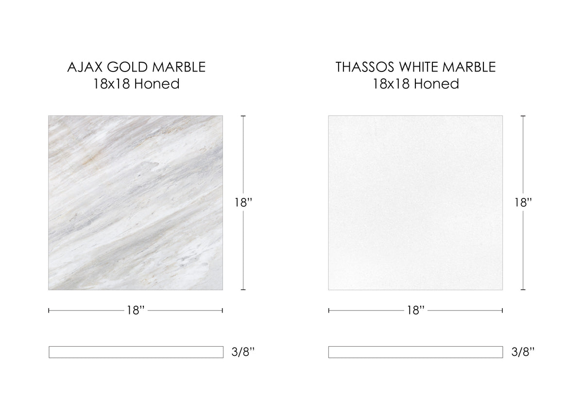 Nsr Ajax Gold & Thassos White Checkerboard tile — available at Surface Group
