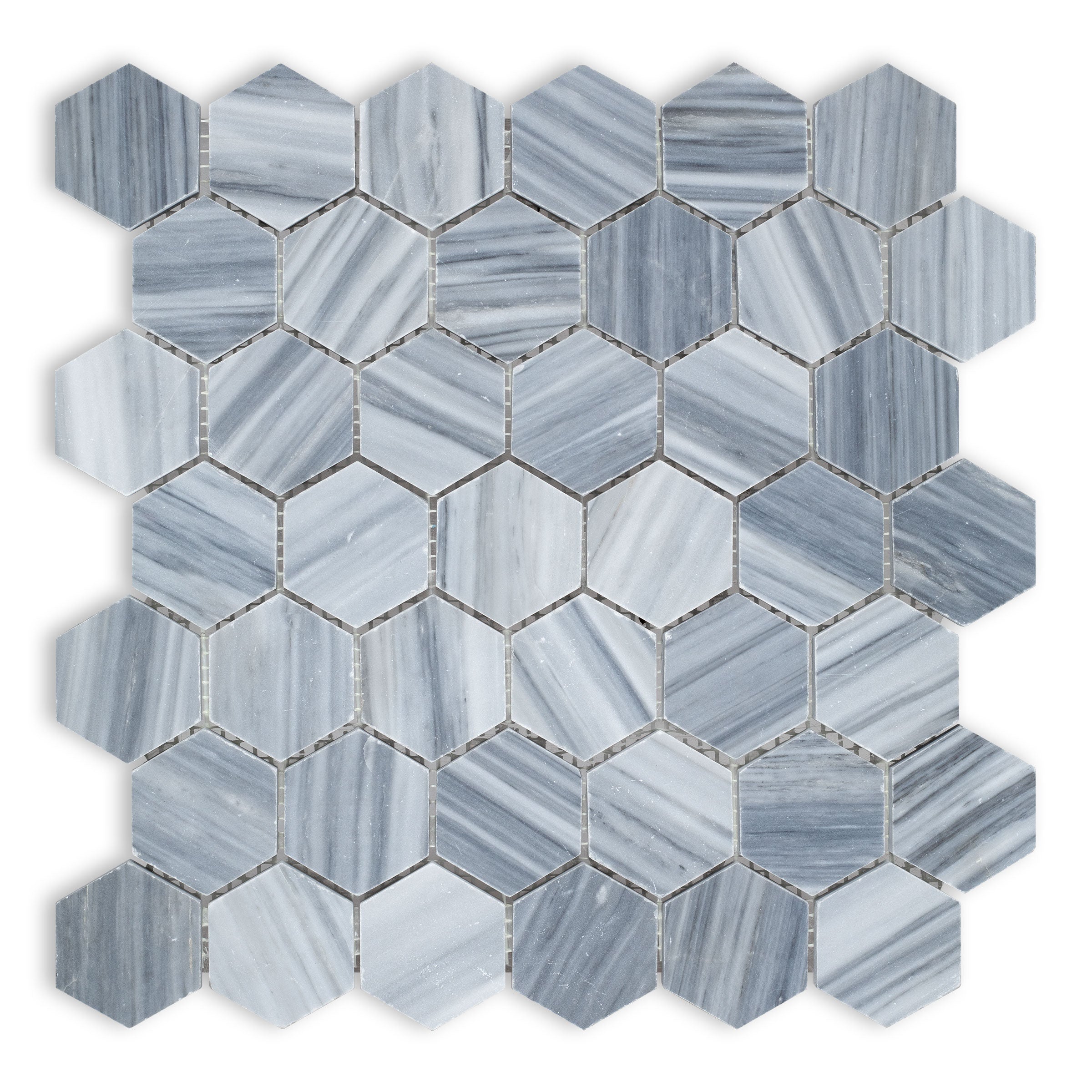 BARDIGLIO VEINCUT: Hexagonal Mosaic (11 3/4"×12"×3/8" | polished)