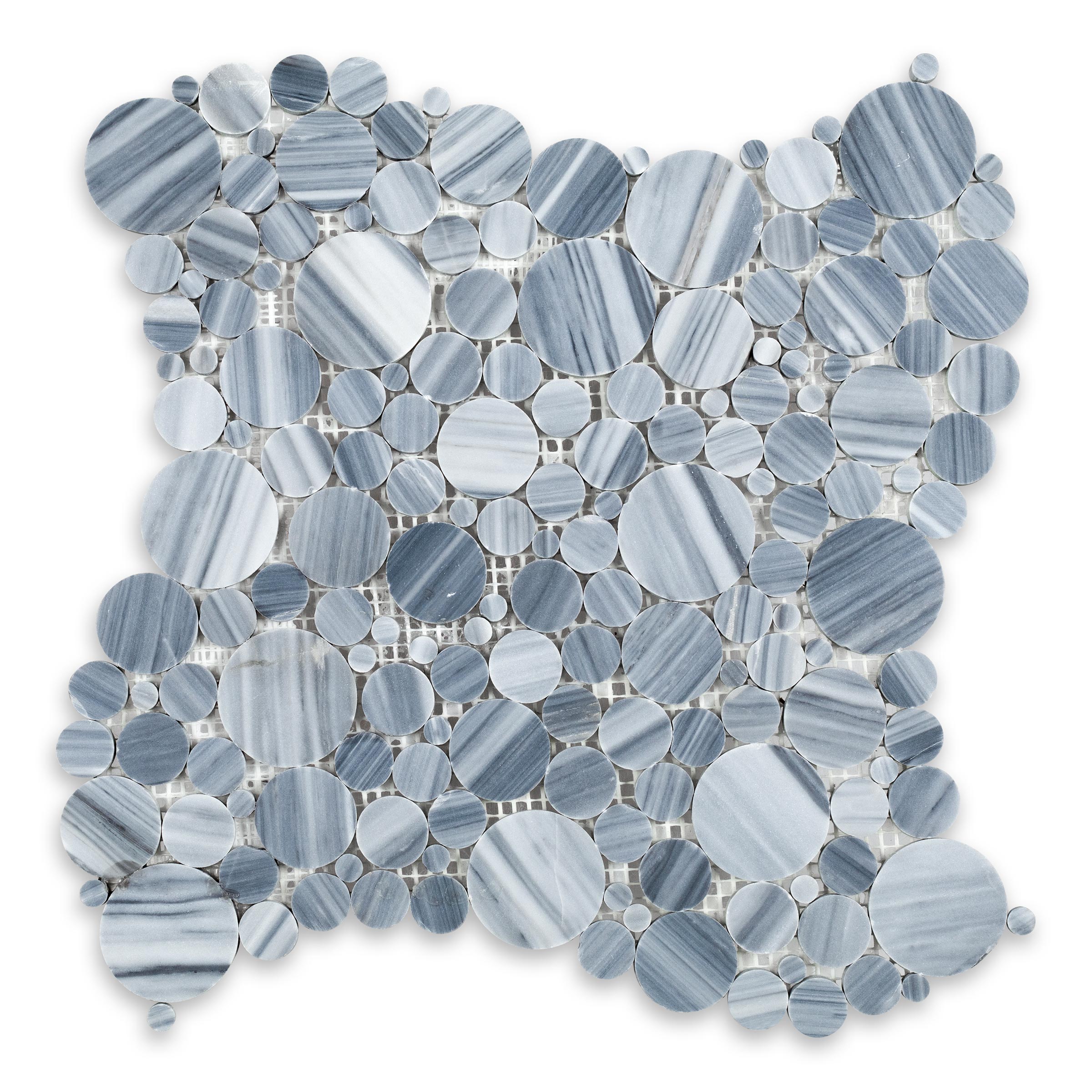 BARDIGLIO VEINCUT: Bubble Penny Round Mosaic (12"×12"×3/8" | polished)