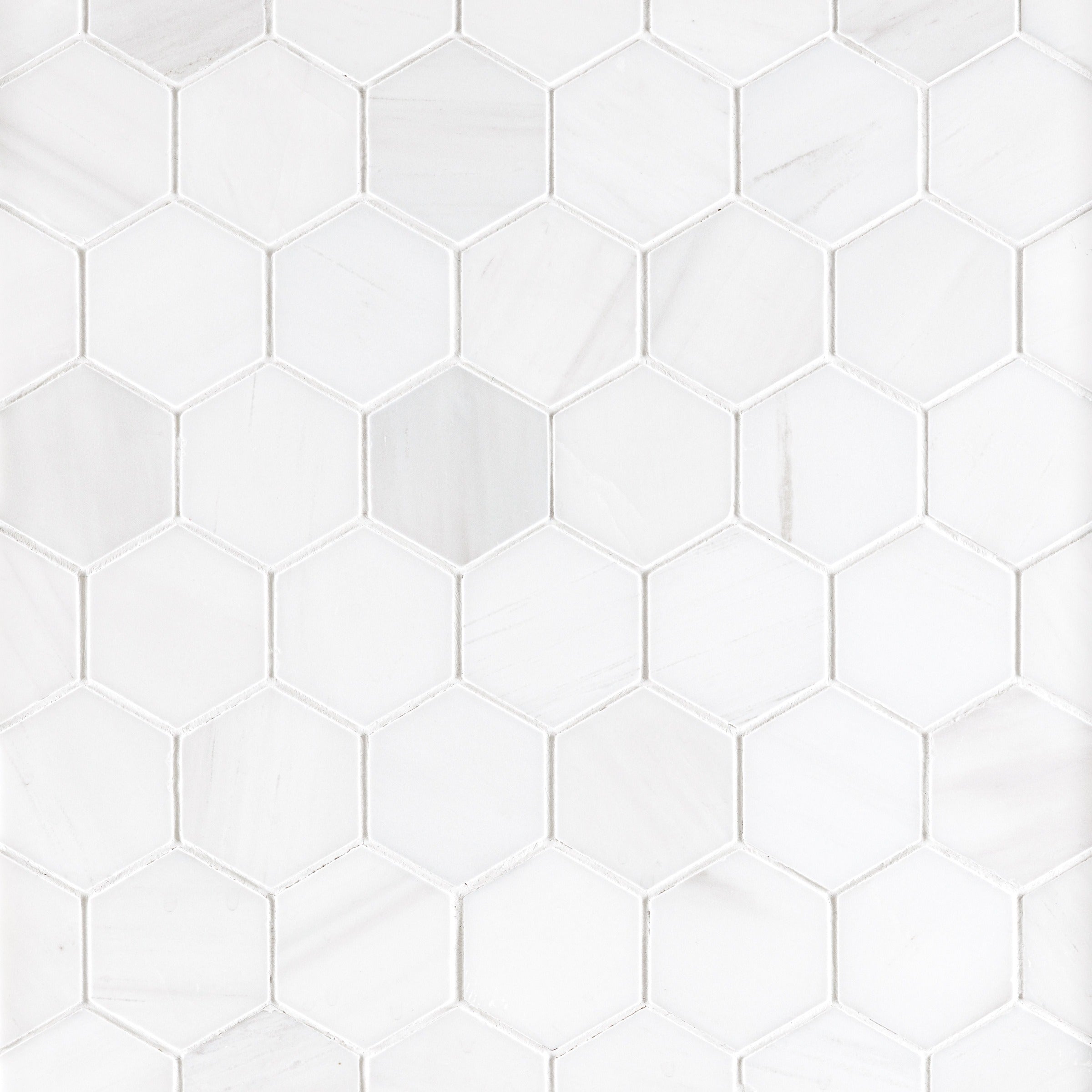 BIANCO DOLOMITE: Hexagonal Mosaic (11 3/4"×12"×3/8" | honed)