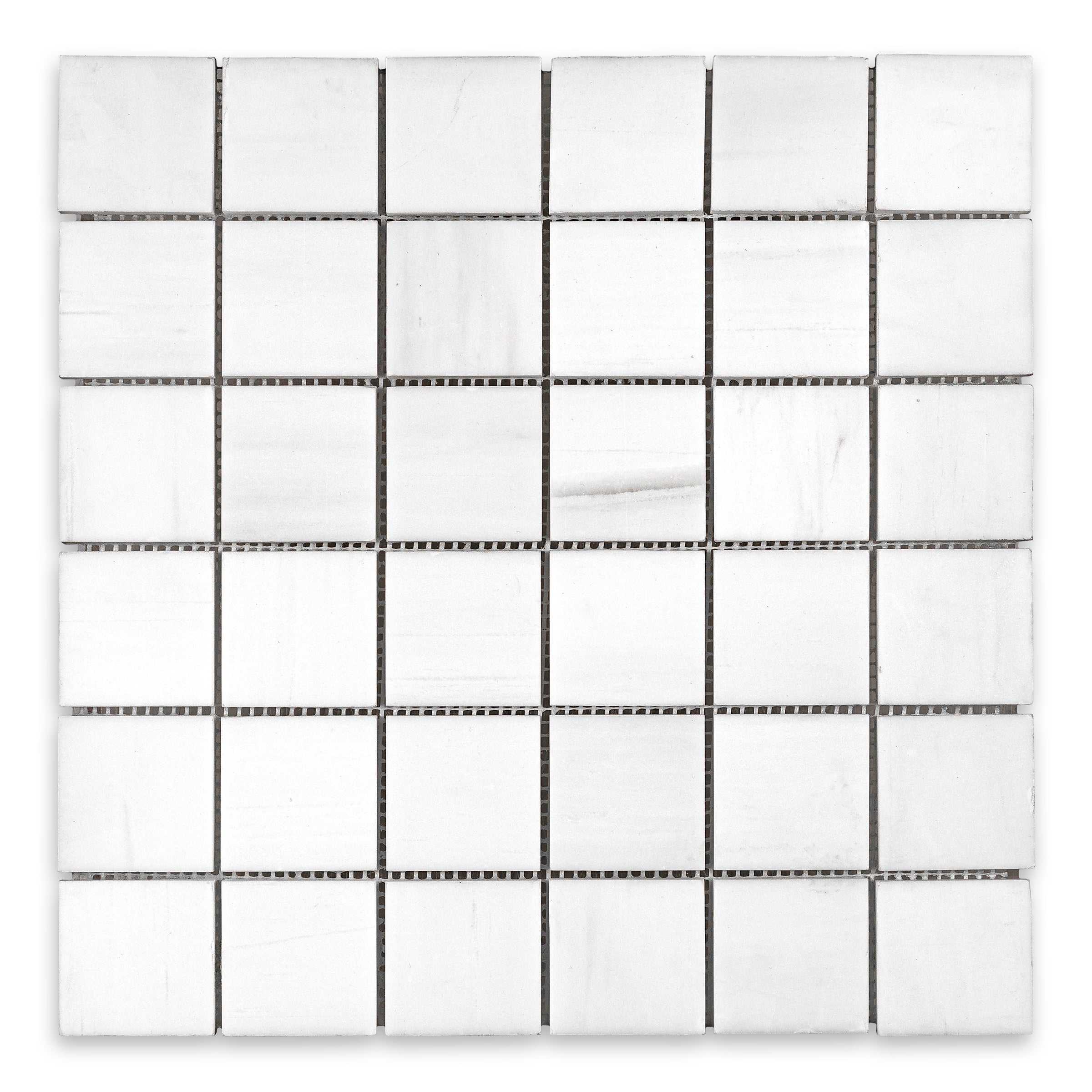 BIANCO DOLOMITE: 2" Straight Stack Mosaic (12"×12"×3/8" | polished)