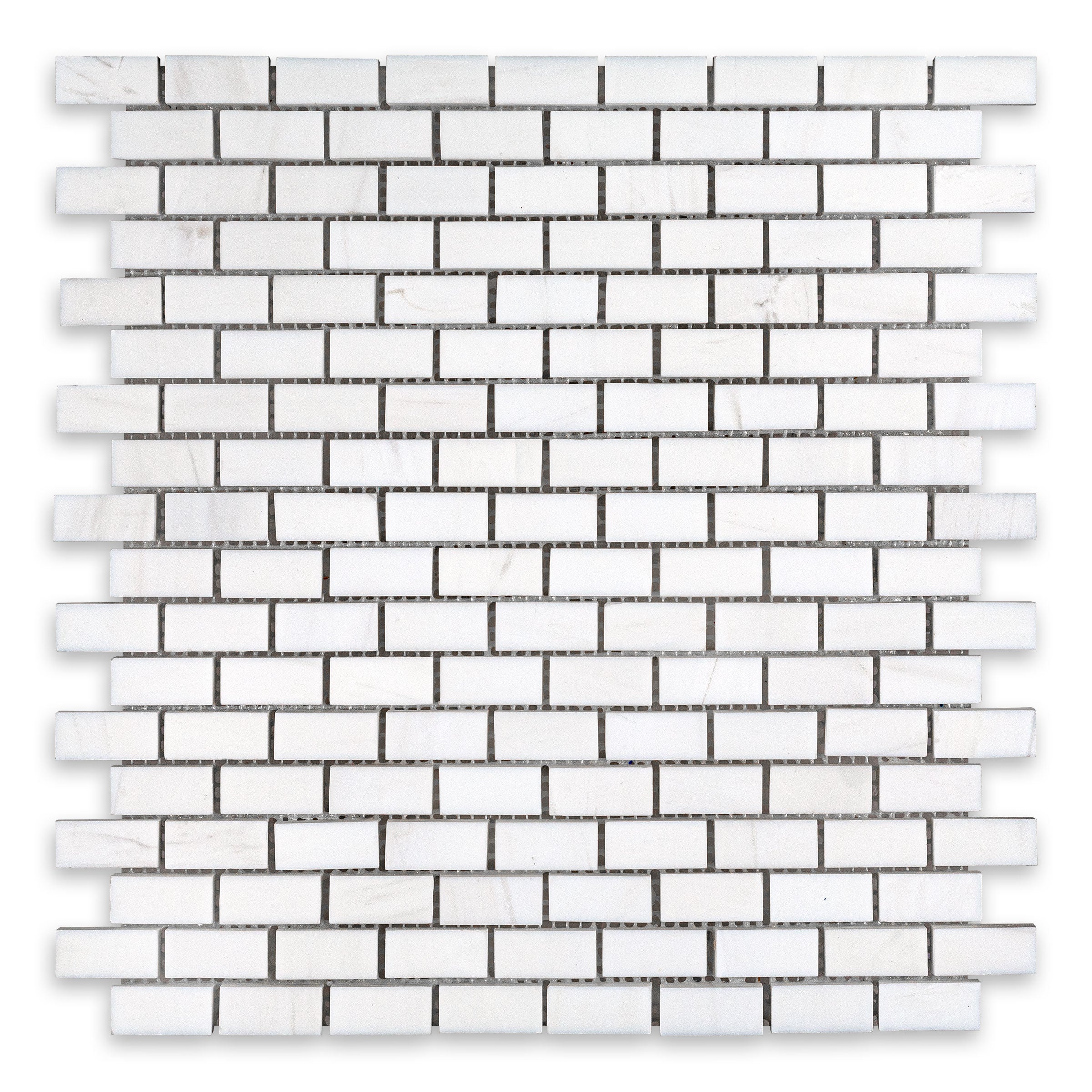 BIANCO DOLOMITE: 5/8" x 1 1/4" Brick Offset Mosaic (12"×12"×3/8" | polished)