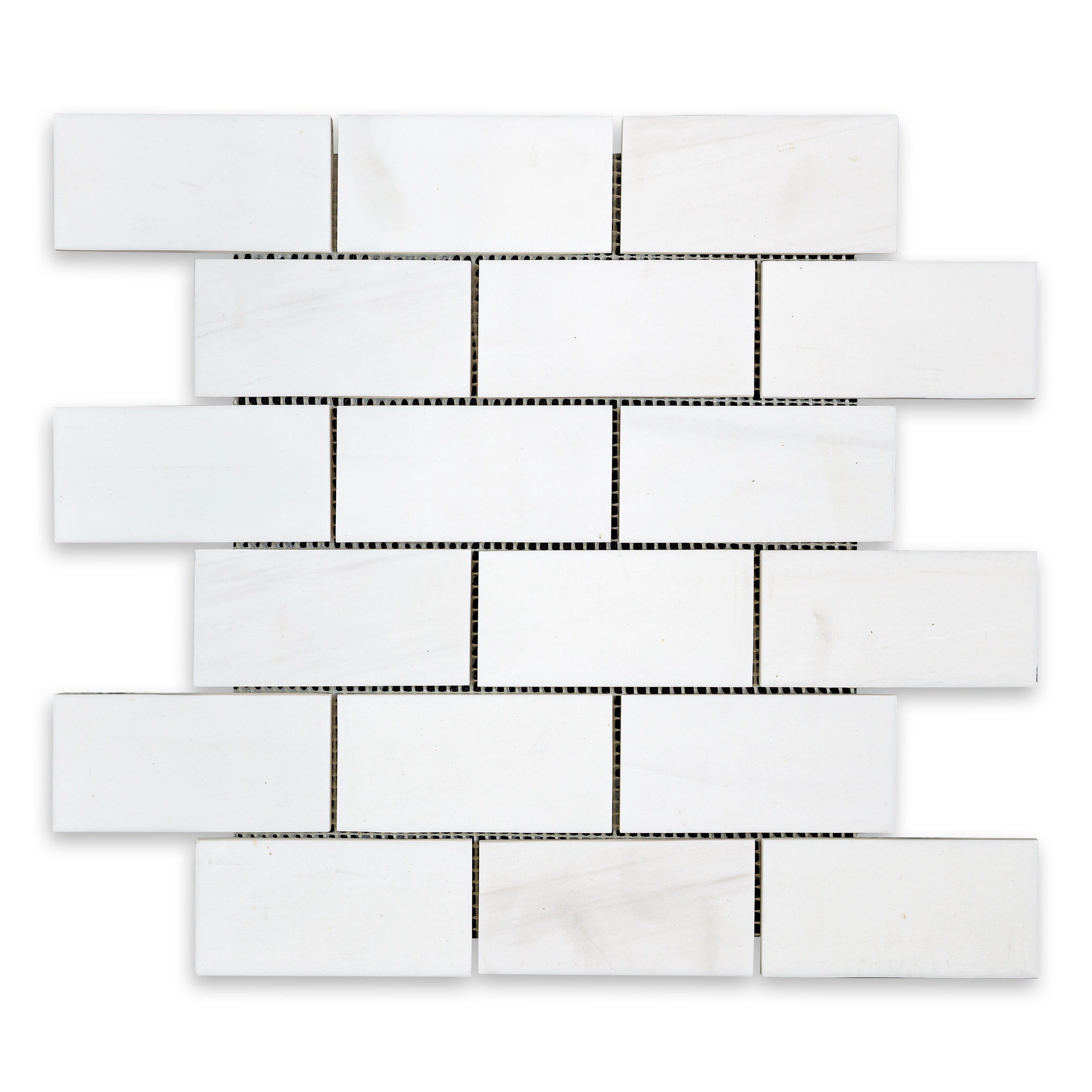 BIANCO DOLOMITE: 2" x 4" Brick Offset Mosaic (11 3/4"×12"×3/8" | polished)