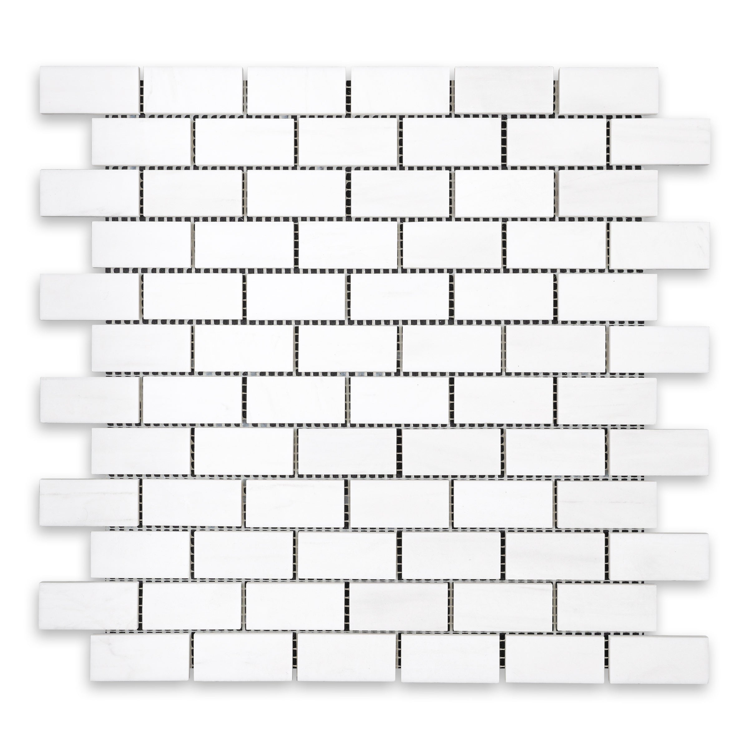 BIANCO DOLOMITE: 1" x 2" Brick Offset Mosaic (12"×12"×3/8" | polished)