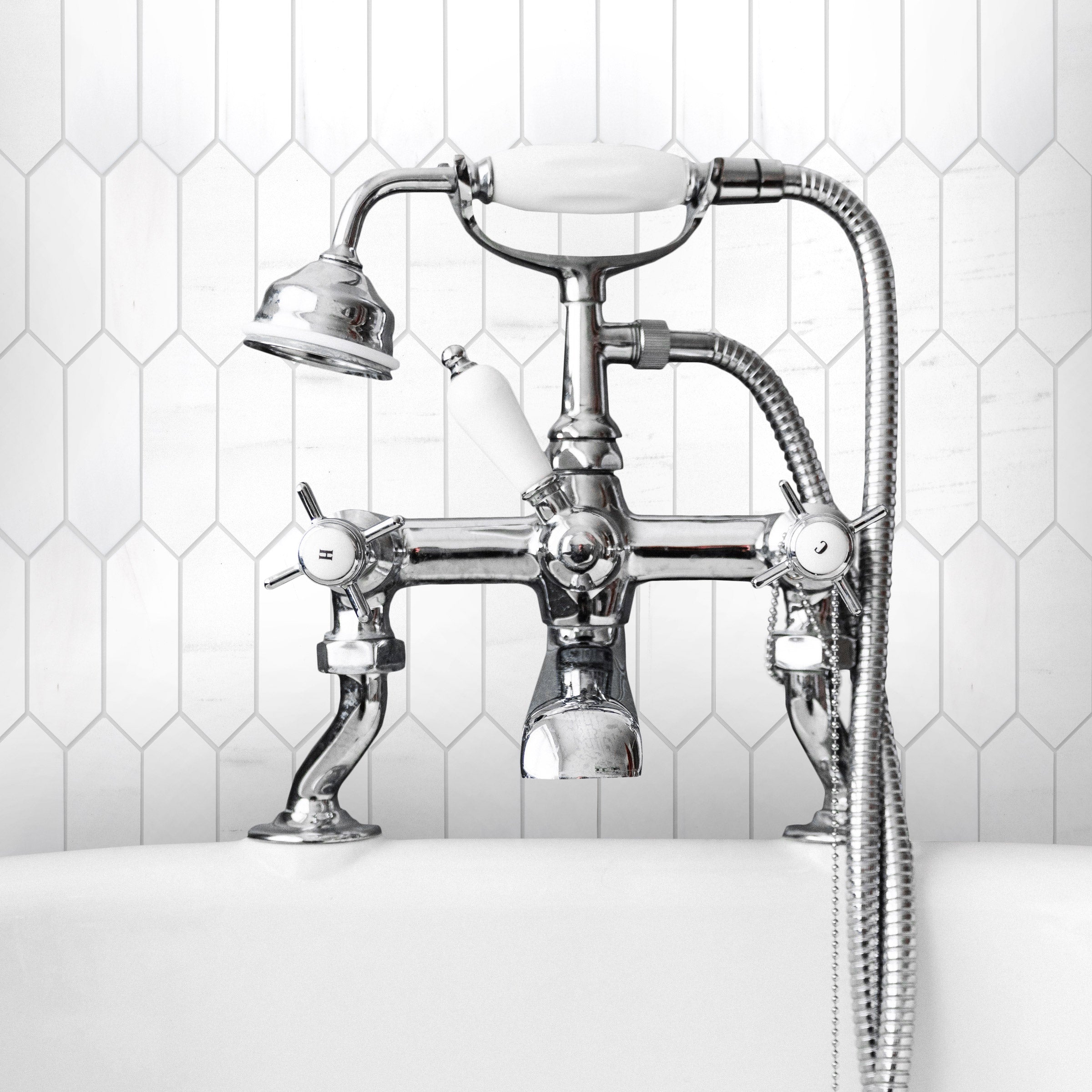 BIANCO DOLOMITE: Picket Mosaic (10"×12"×3/8" | polished)
