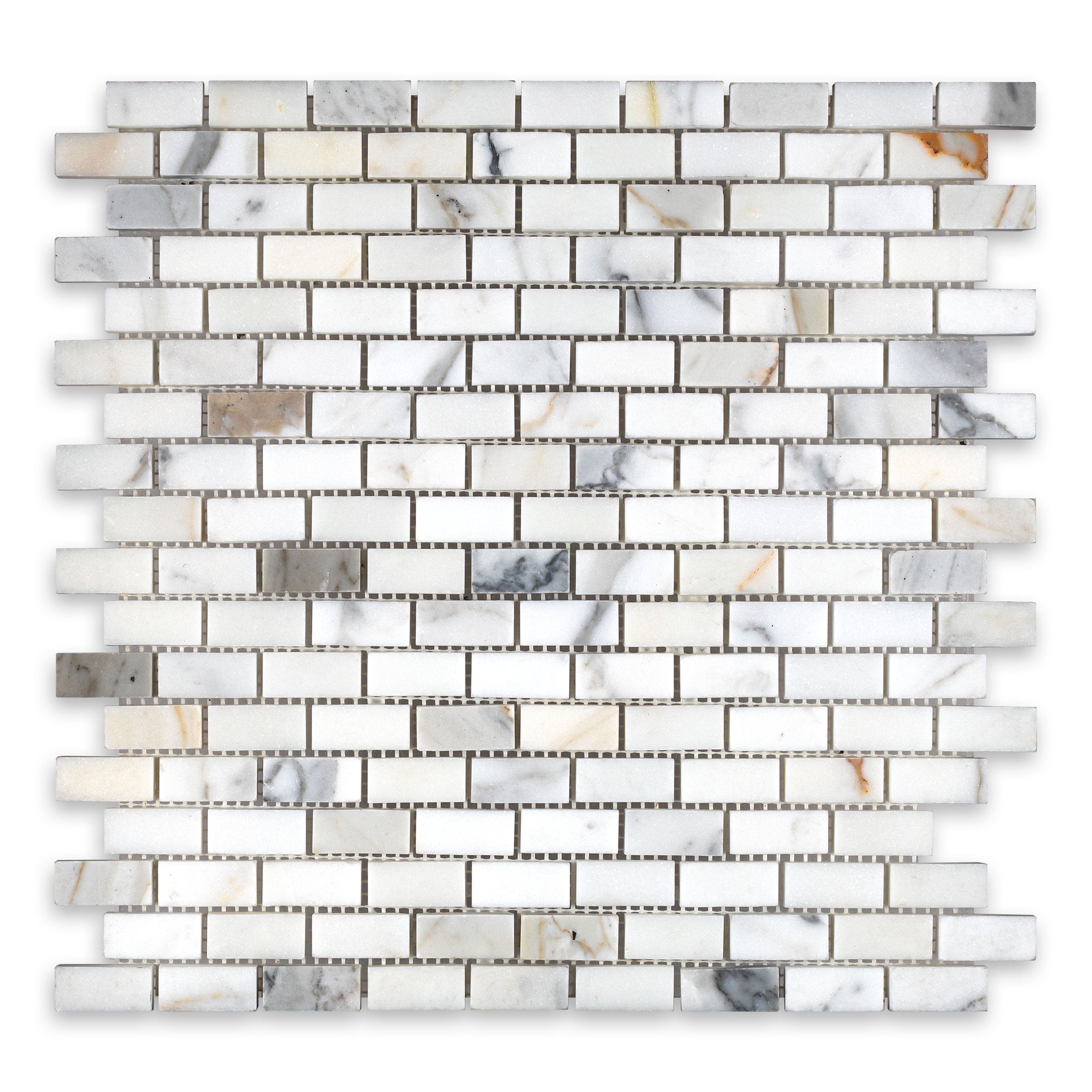 CALACATTA GOLD: 5/8" x 1 1/4" Brick Offset Mosaic (12"×12"×3/8" | polished)