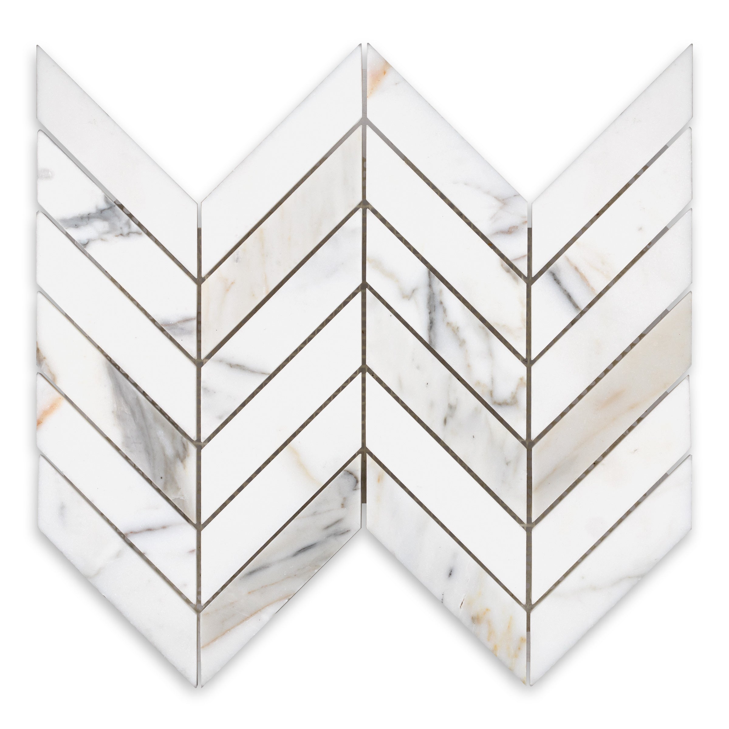 CALACATTA GOLD: Chevron Mosaic (9"×12"×3/8" | polished)