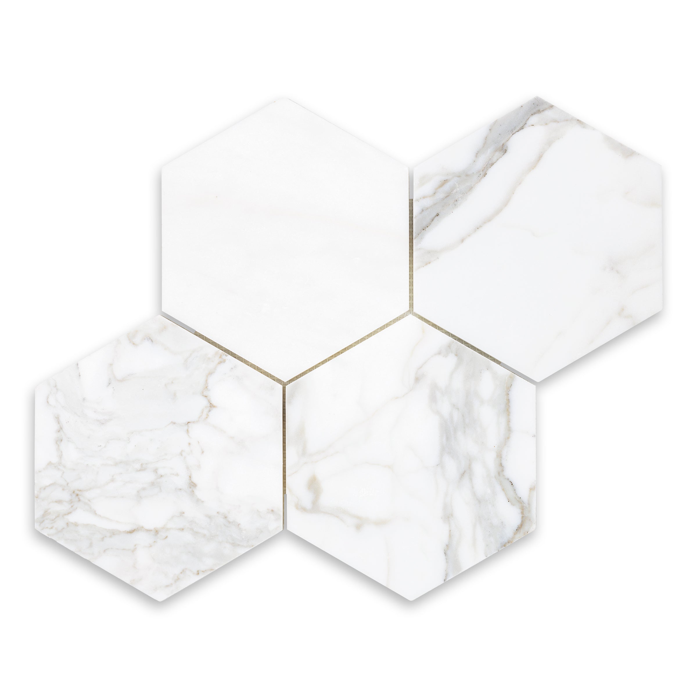 CALACATTA GOLD: Hexagonal Mosaic (10 1/2"×12"×3/8" | polished)