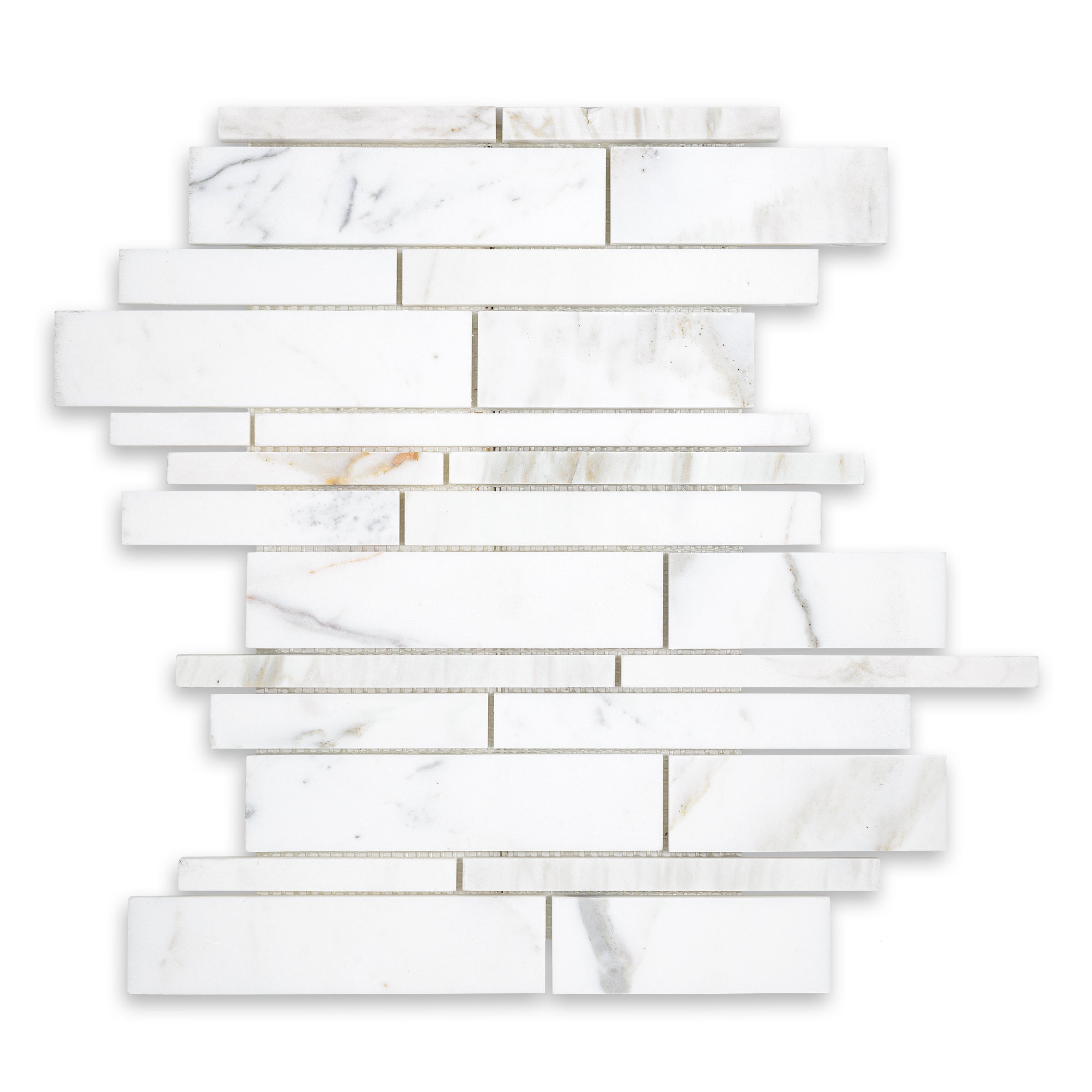 CALACATTA GOLD: Random Strip Mosaic (9 7/8"×12 1/2"×3/8" | polished)
